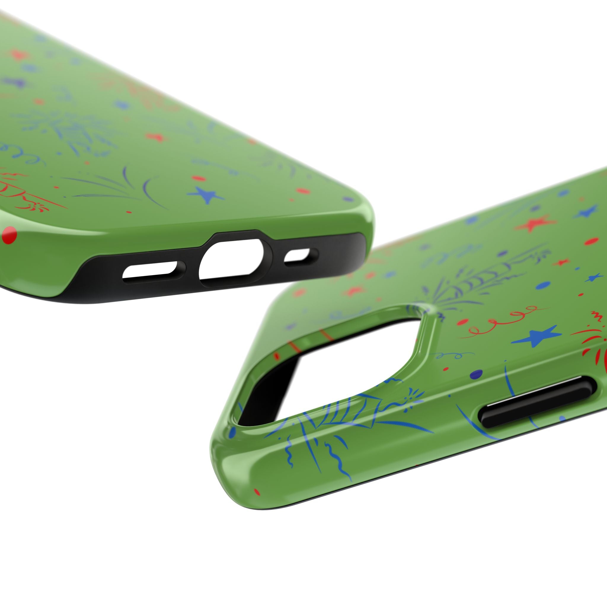 Celebratory Tough Phone Cases, Festive Phone Cover, Fireworks Phone Protector, Green Party Case, Holiday Mobile Case
