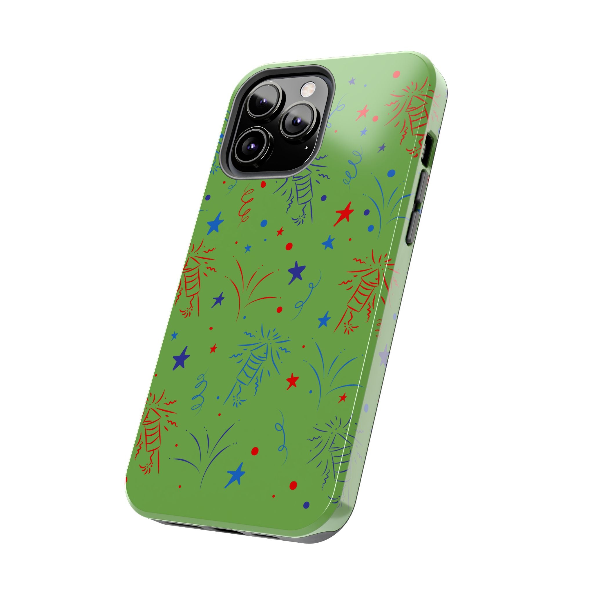 Celebratory Tough Phone Cases, Festive Phone Cover, Fireworks Phone Protector, Green Party Case, Holiday Mobile Case