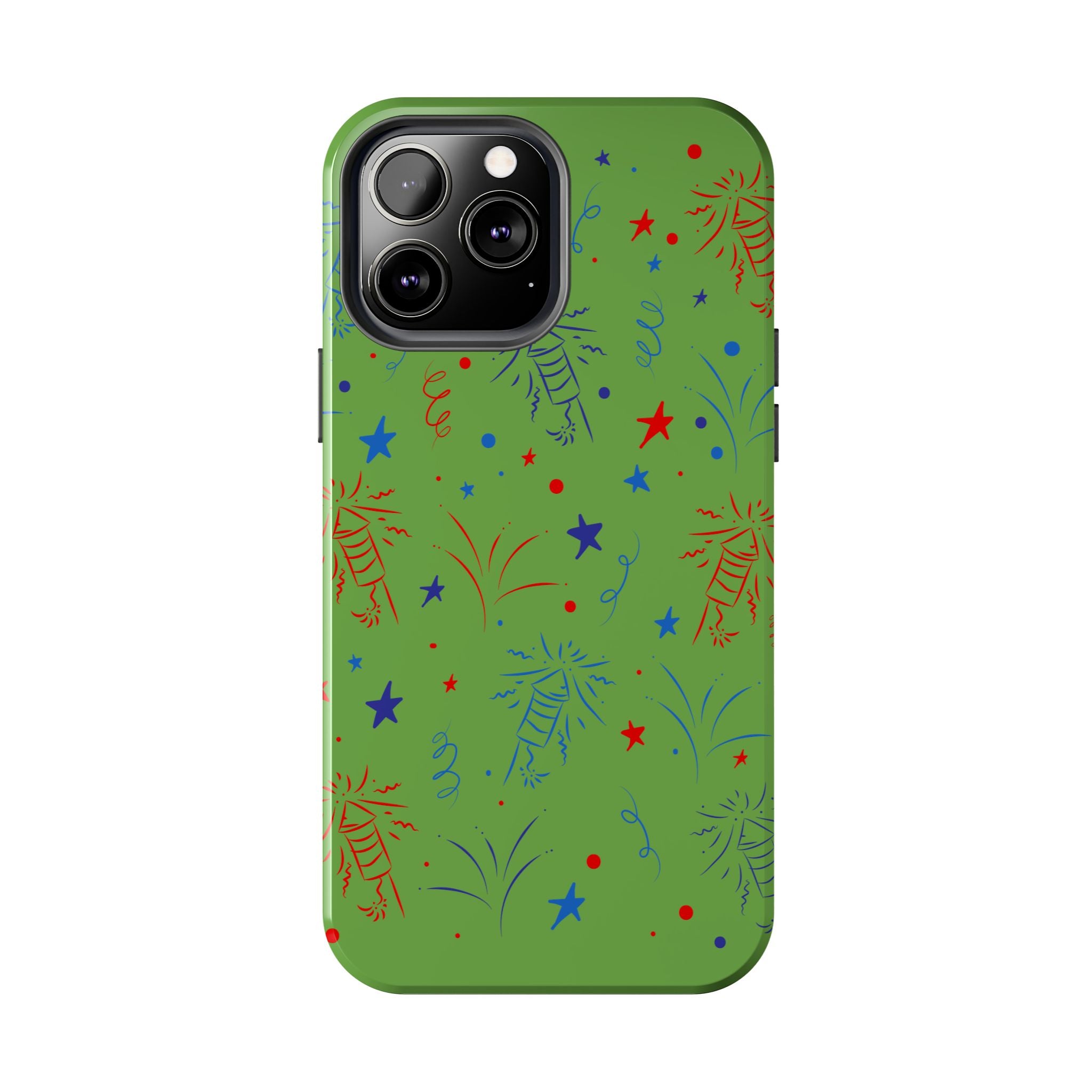 Celebratory Tough Phone Cases, Festive Phone Cover, Fireworks Phone Protector, Green Party Case, Holiday Mobile Case