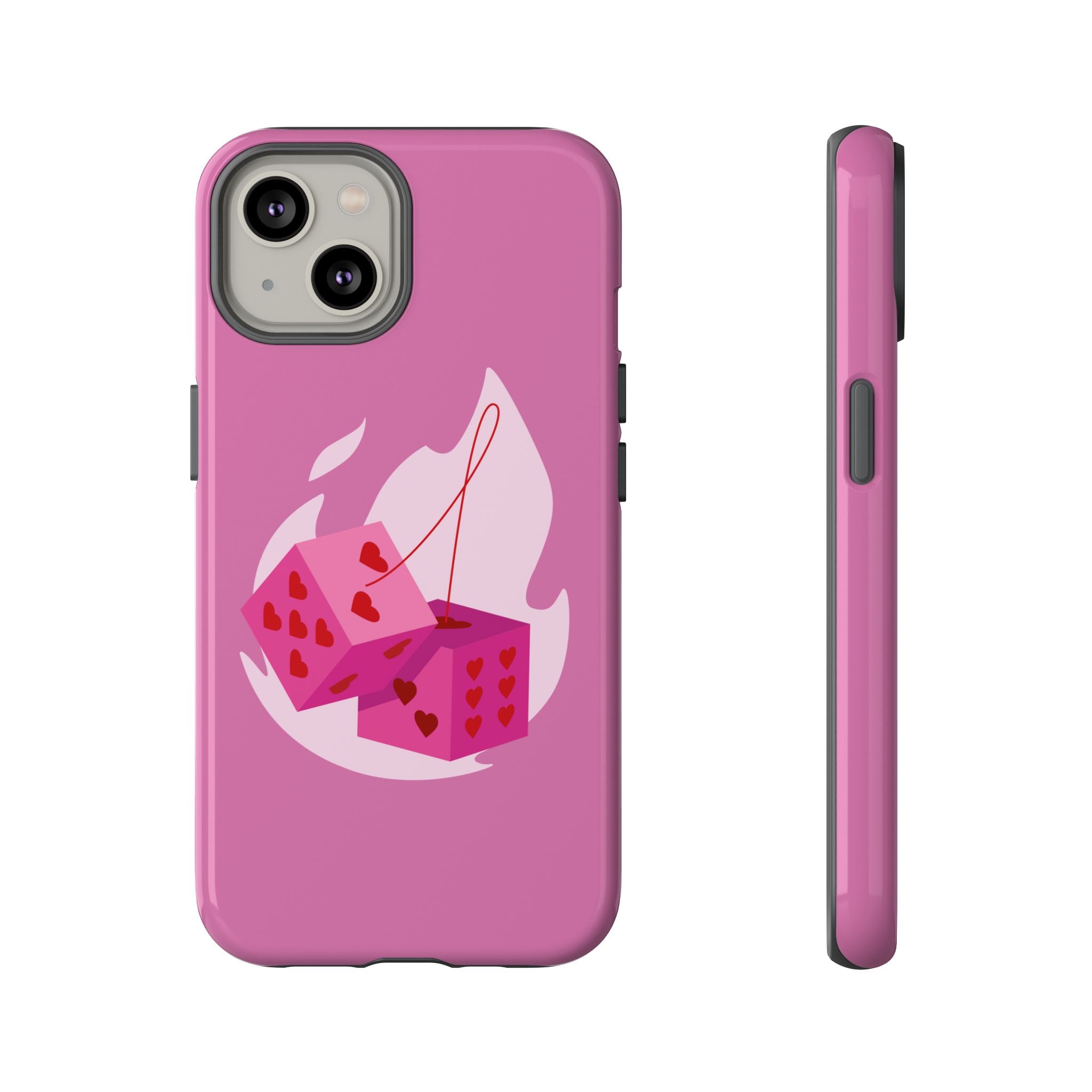 Phone Case, Tough Phone Cover, Heart Design, Cute Cell Accessories, Valentine's Day Gift, Trendy Pink Case