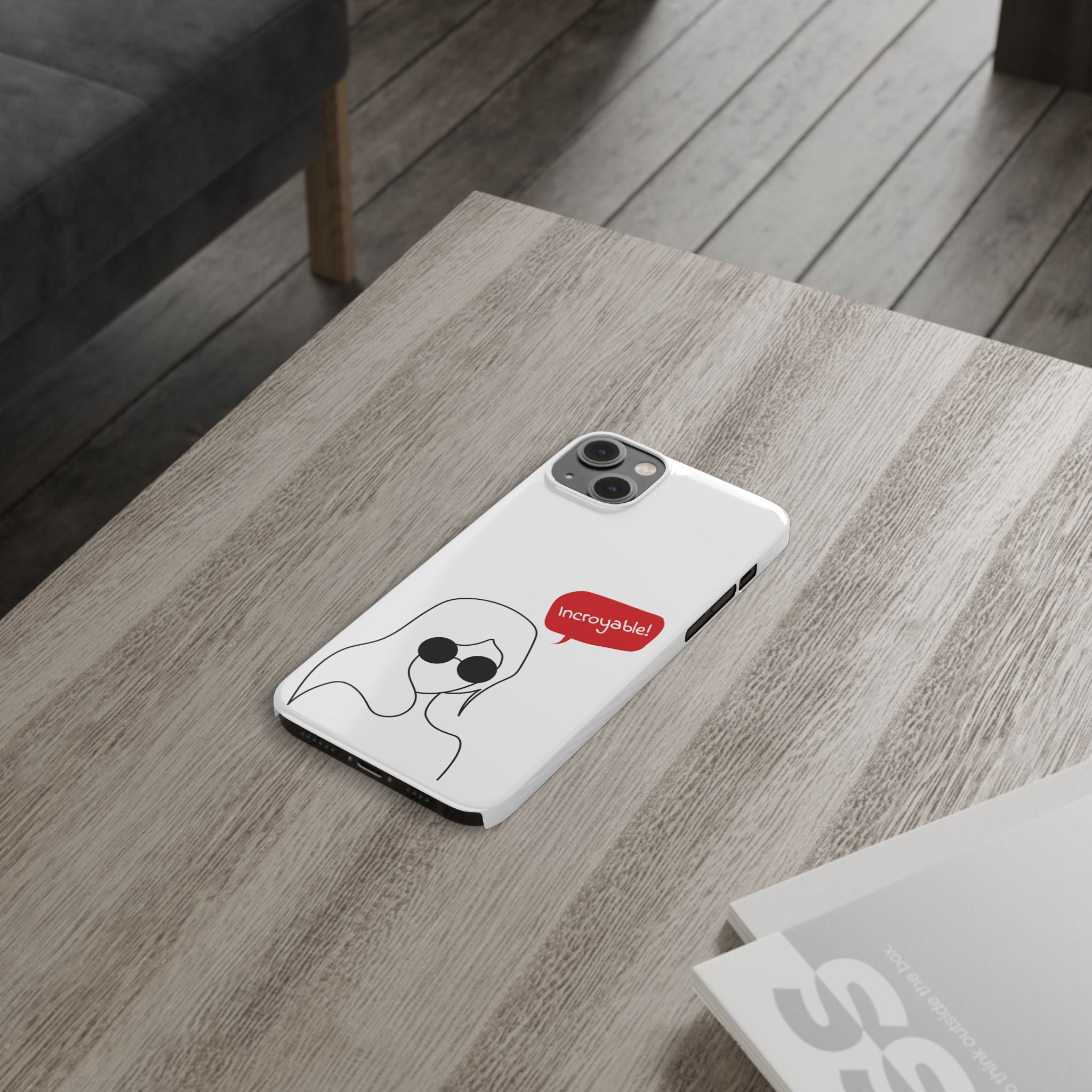 Chic Slim Phone Cases with 'Incroyable!' Design, Trendy Cell Phone Holder, Fashion Accessory, Gift for Friends, Modern Phone Protector