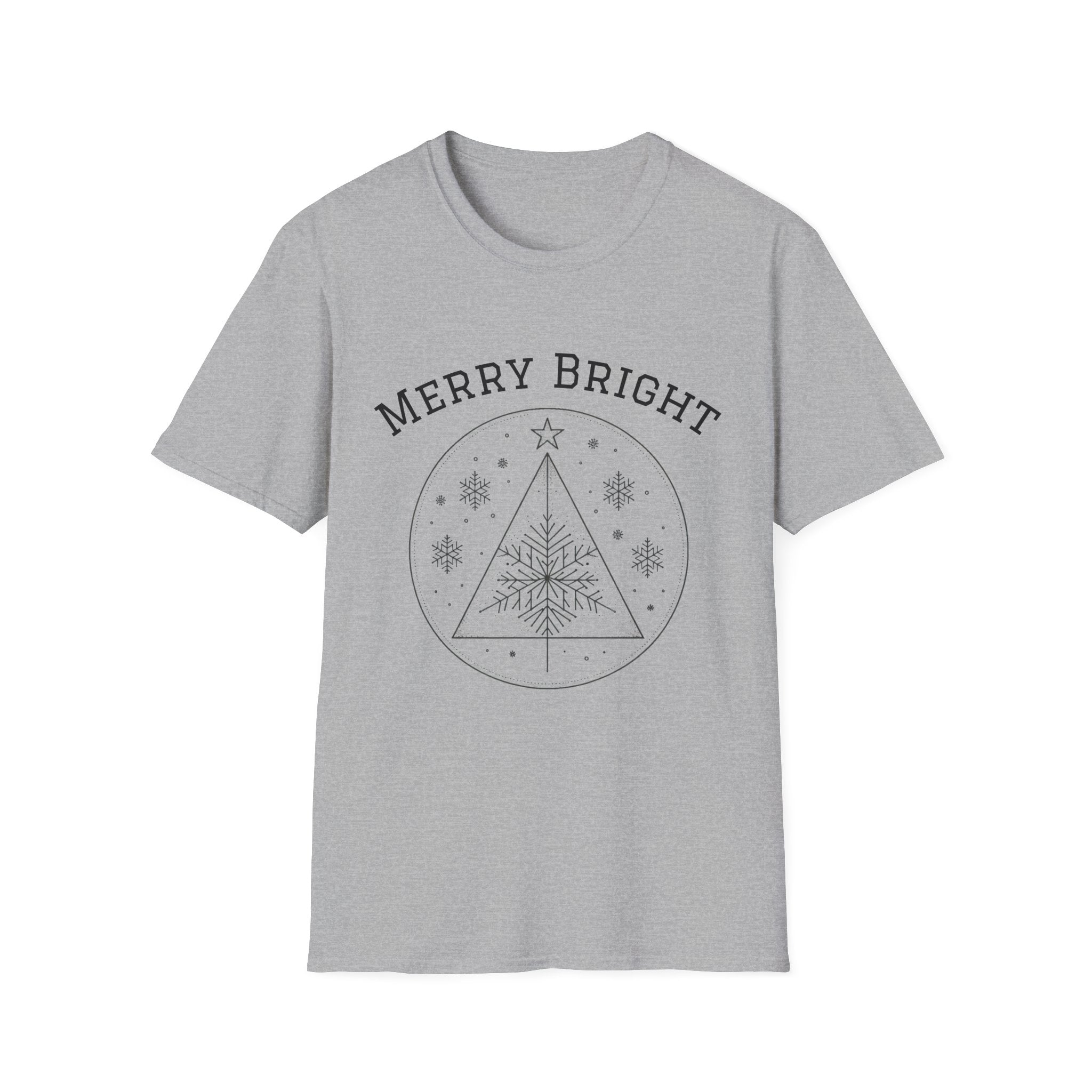 Merry Bright Unisex T-Shirt | Softstyle Holiday Tee for Christmas, Winter Gifts, Casual Wear, Festive Apparel, Seasonal Fashion