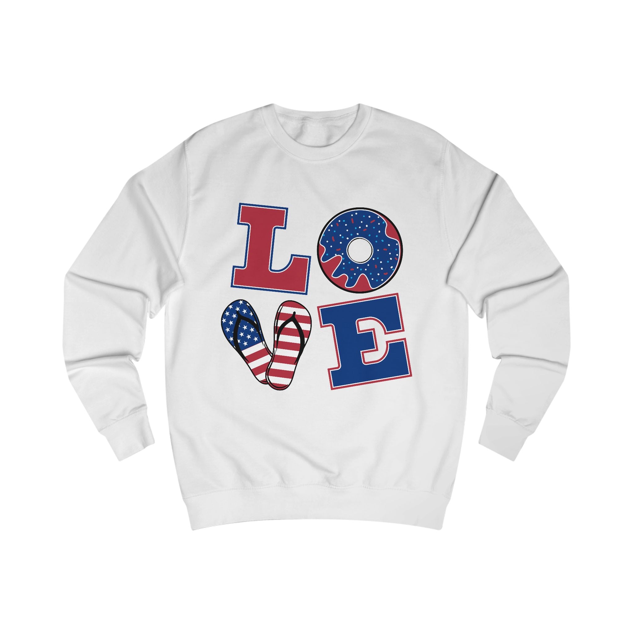 Patriotic Love Sweatshirt – Unisex American Flag Apparel for Holidays, Casual Wear, Love Celebrations, Gifts