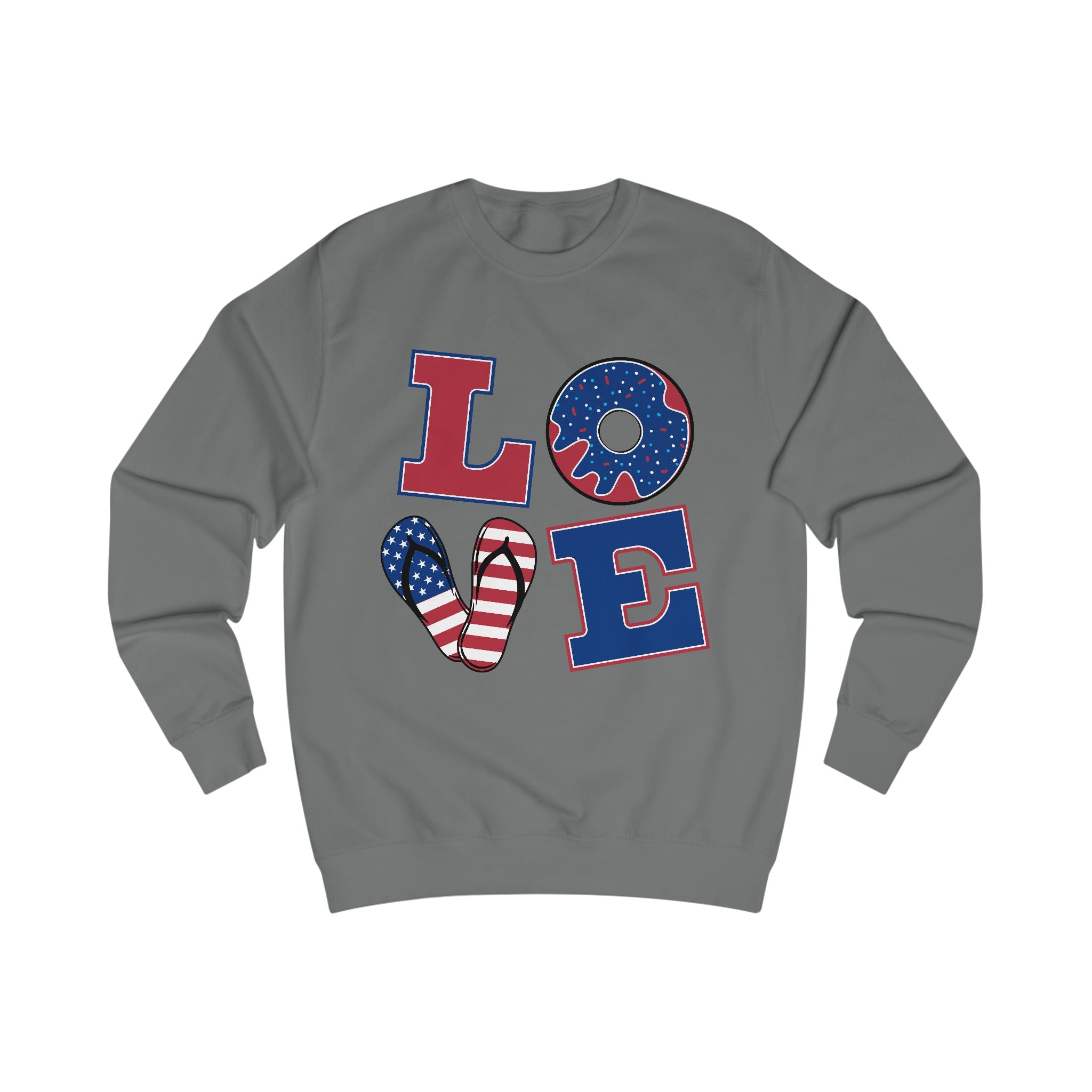 Patriotic Love Sweatshirt – Unisex American Flag Apparel for Holidays, Casual Wear, Love Celebrations, Gifts