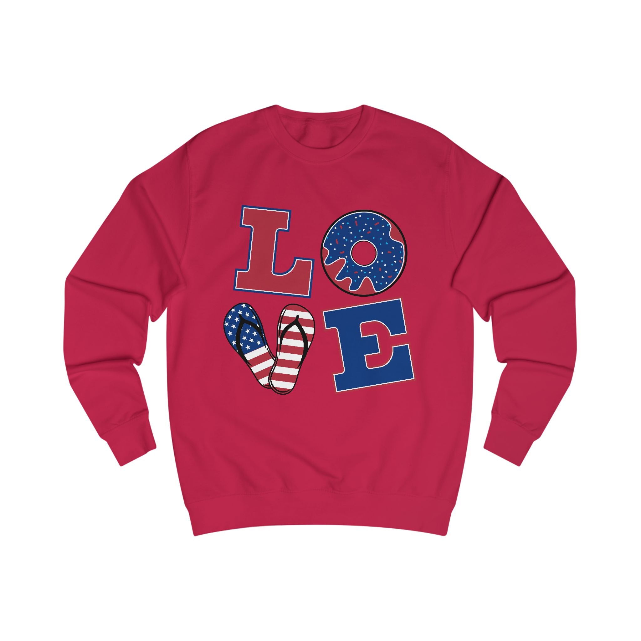 Patriotic Love Sweatshirt – Unisex American Flag Apparel for Holidays, Casual Wear, Love Celebrations, Gifts