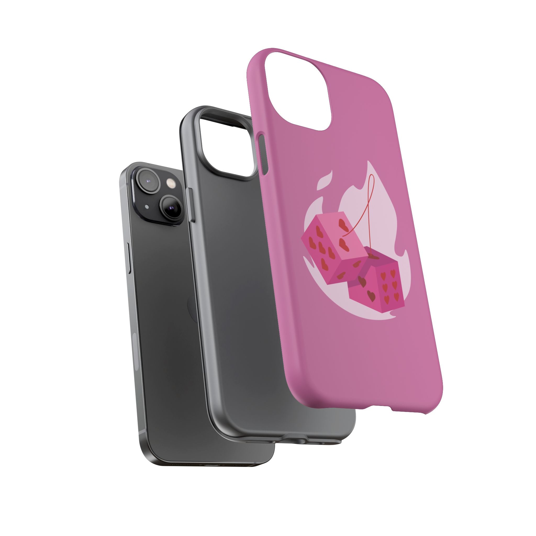 Phone Case, Tough Phone Cover, Heart Design, Cute Cell Accessories, Valentine's Day Gift, Trendy Pink Case