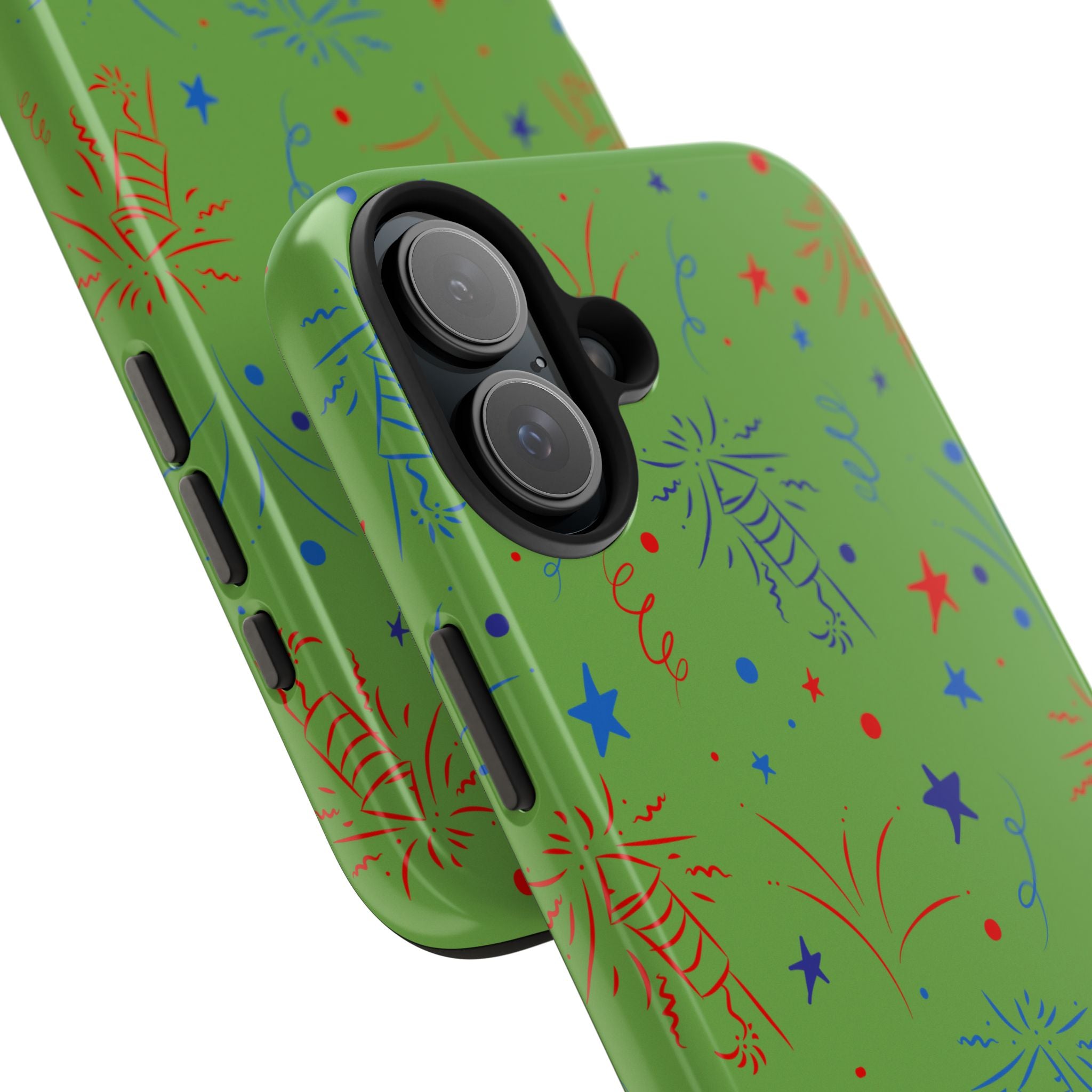 Celebratory Tough Phone Cases, Festive Phone Cover, Fireworks Phone Protector, Green Party Case, Holiday Mobile Case