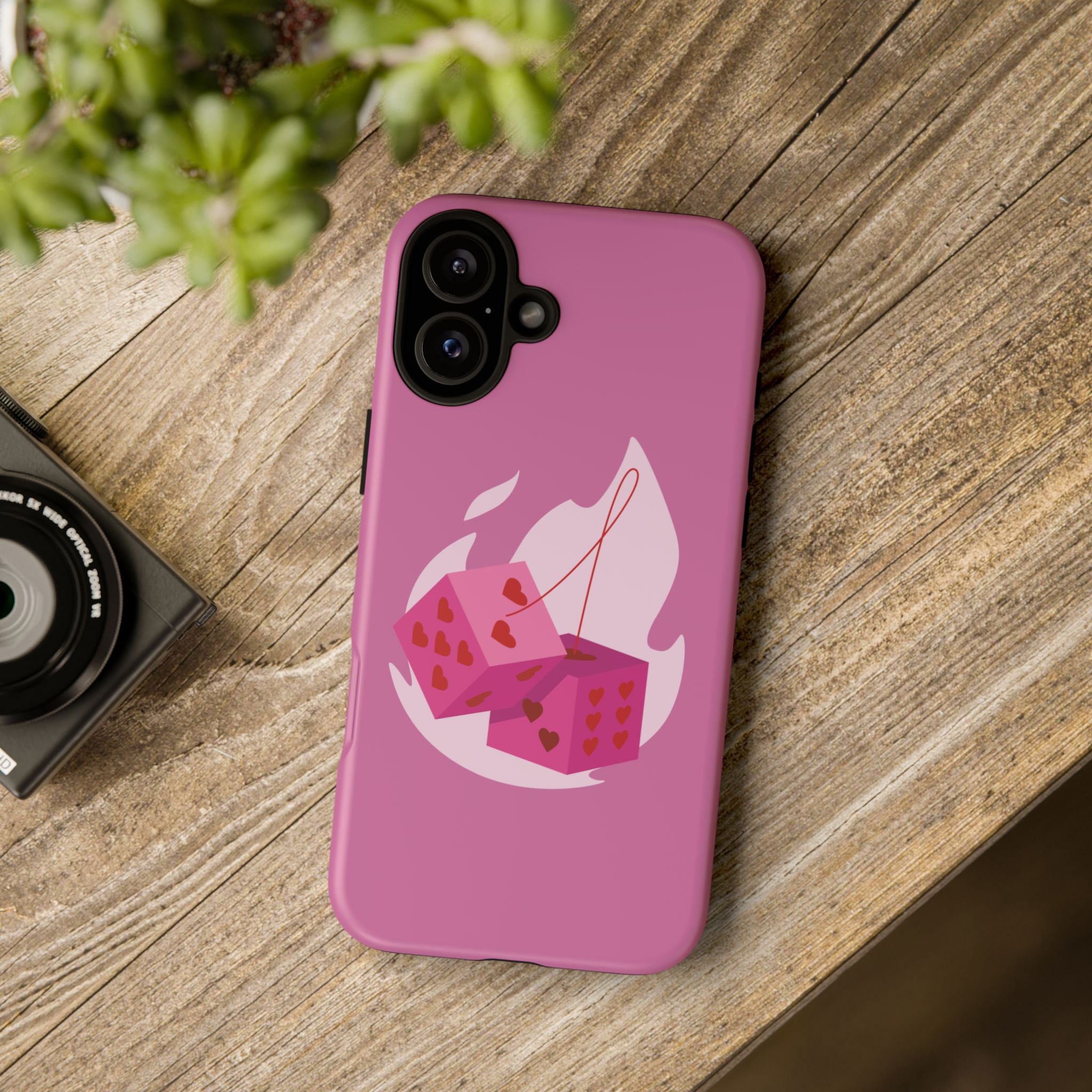 Phone Case, Tough Phone Cover, Heart Design, Cute Cell Accessories, Valentine's Day Gift, Trendy Pink Case