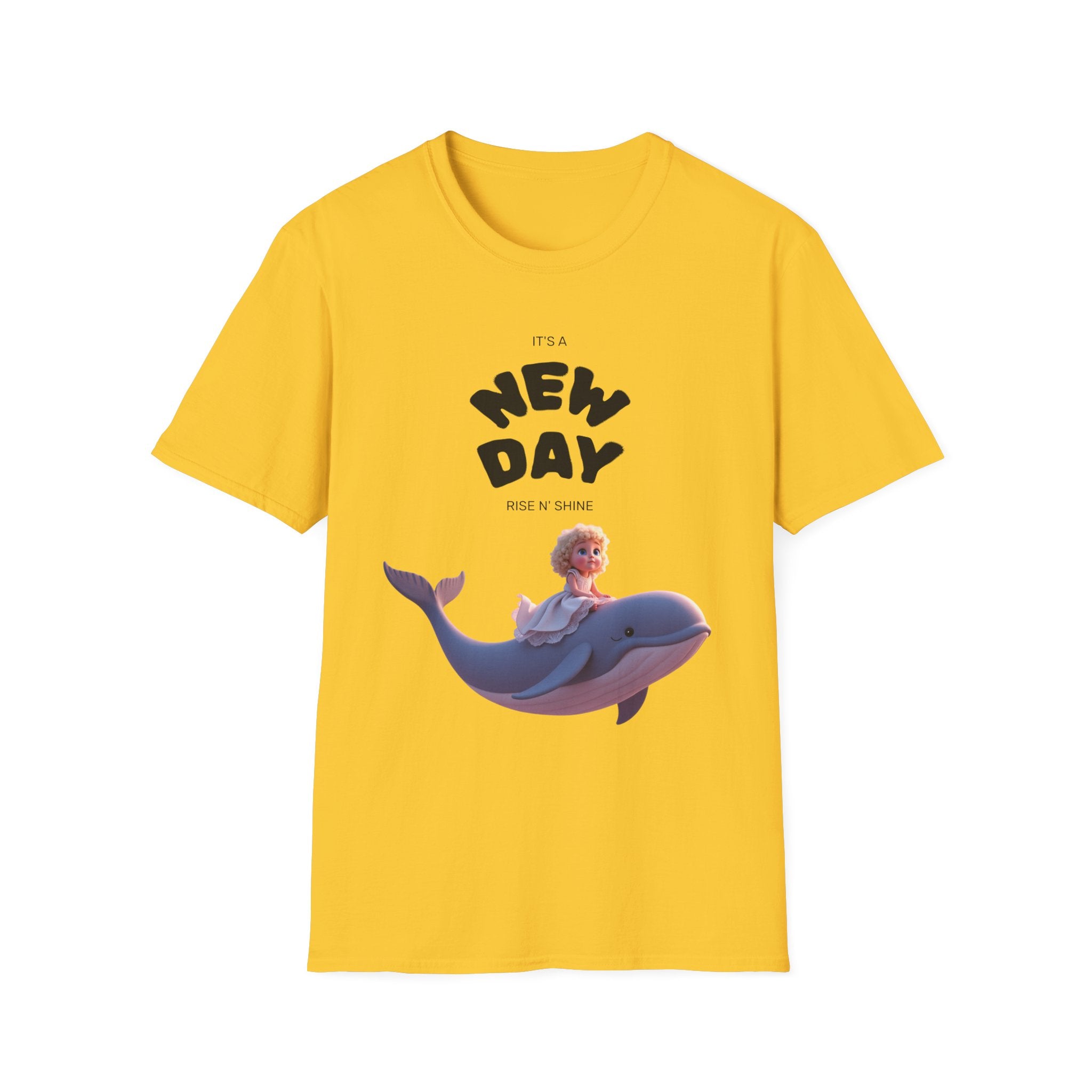 Whimsical Dolphin T-Shirt | Unisex Softstyle Tee | Fun Graphic Tee, New Day Shirt, Ocean Lover Gift, Casual Wear