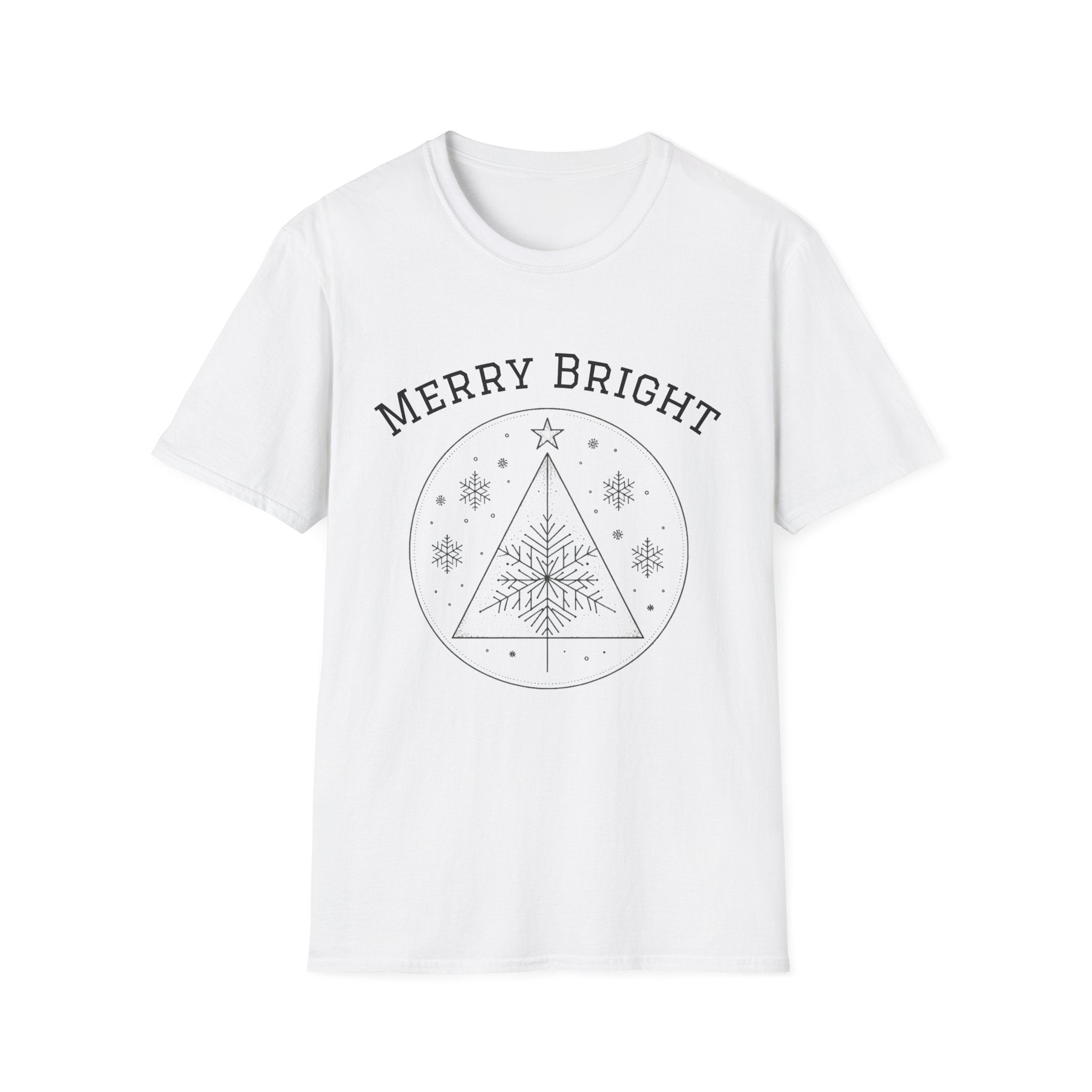 Merry Bright Unisex T-Shirt | Softstyle Holiday Tee for Christmas, Winter Gifts, Casual Wear, Festive Apparel, Seasonal Fashion
