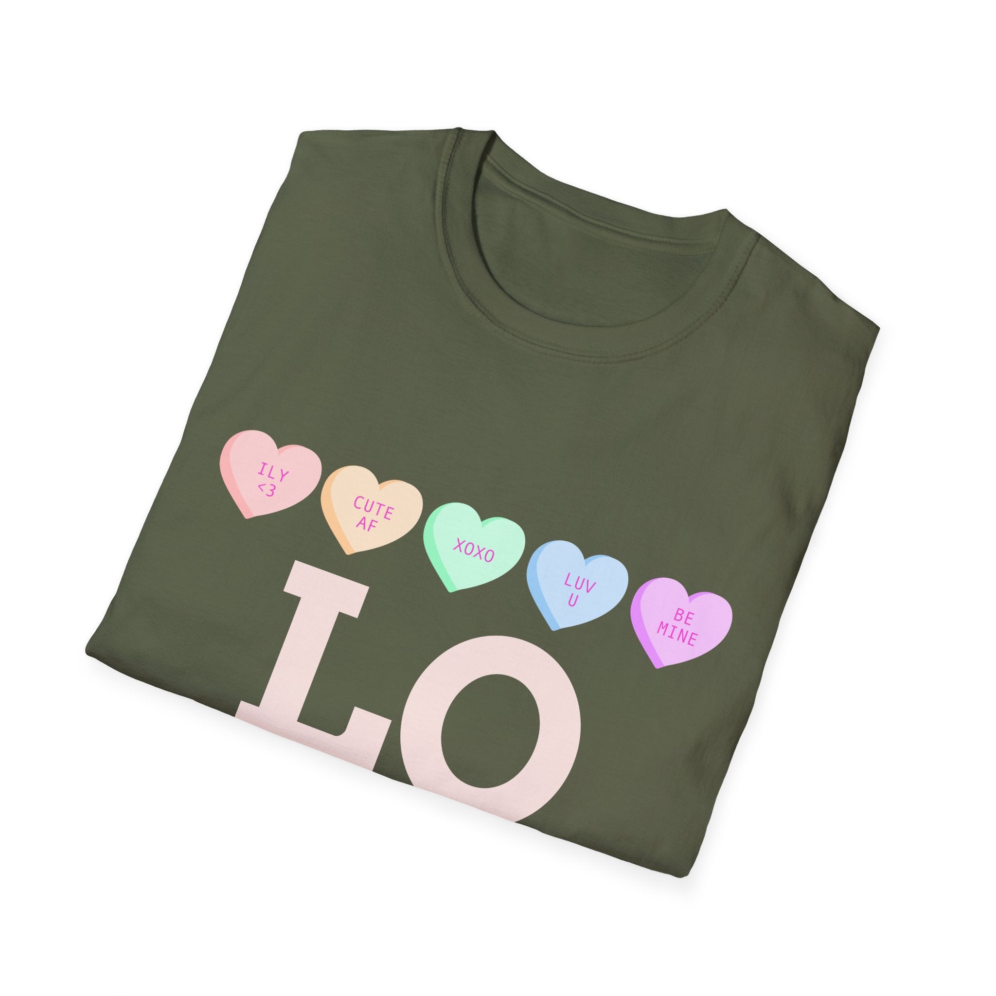 Colorful Love Hearts Unisex Softstyle T-Shirt, Valentine's Day Gift, Couple's Tees, Casual Wear, Cute Heart Shirt
