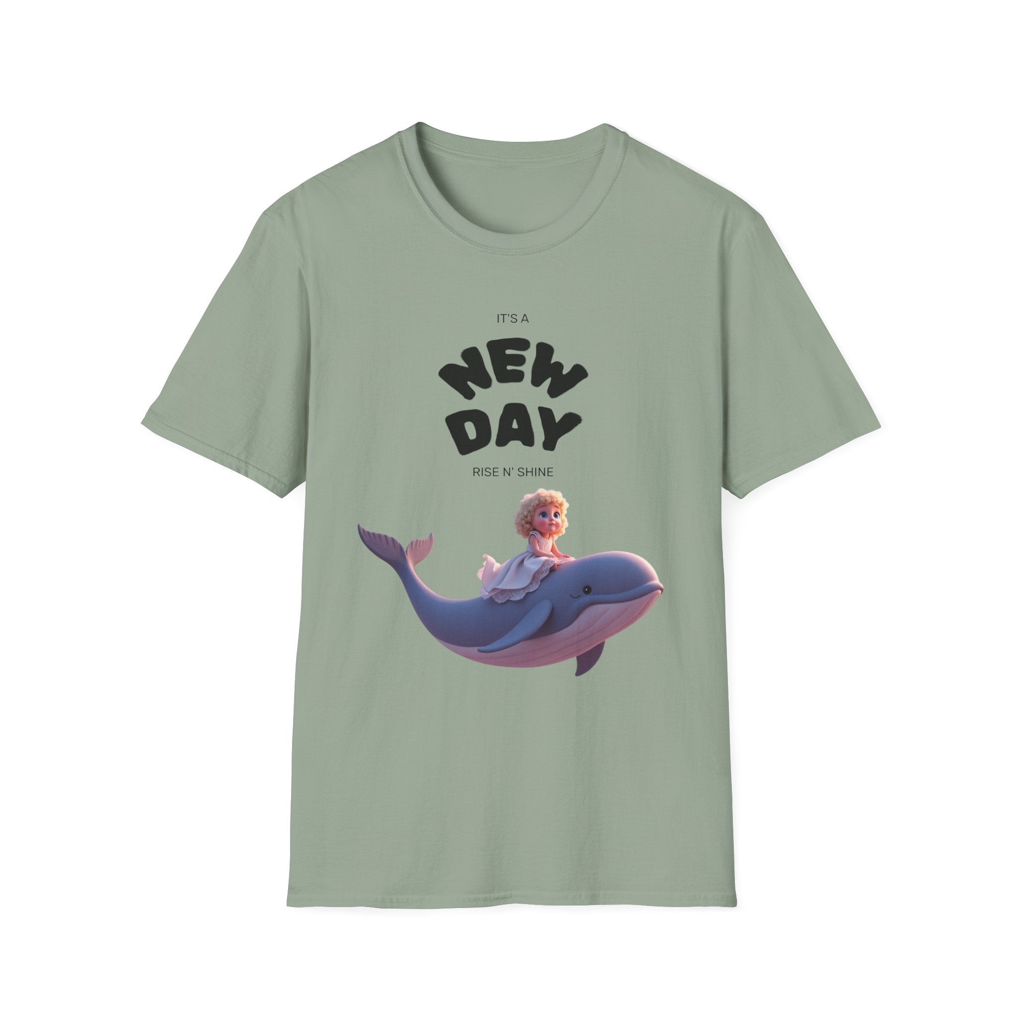 Whimsical Dolphin T-Shirt | Unisex Softstyle Tee | Fun Graphic Tee, New Day Shirt, Ocean Lover Gift, Casual Wear