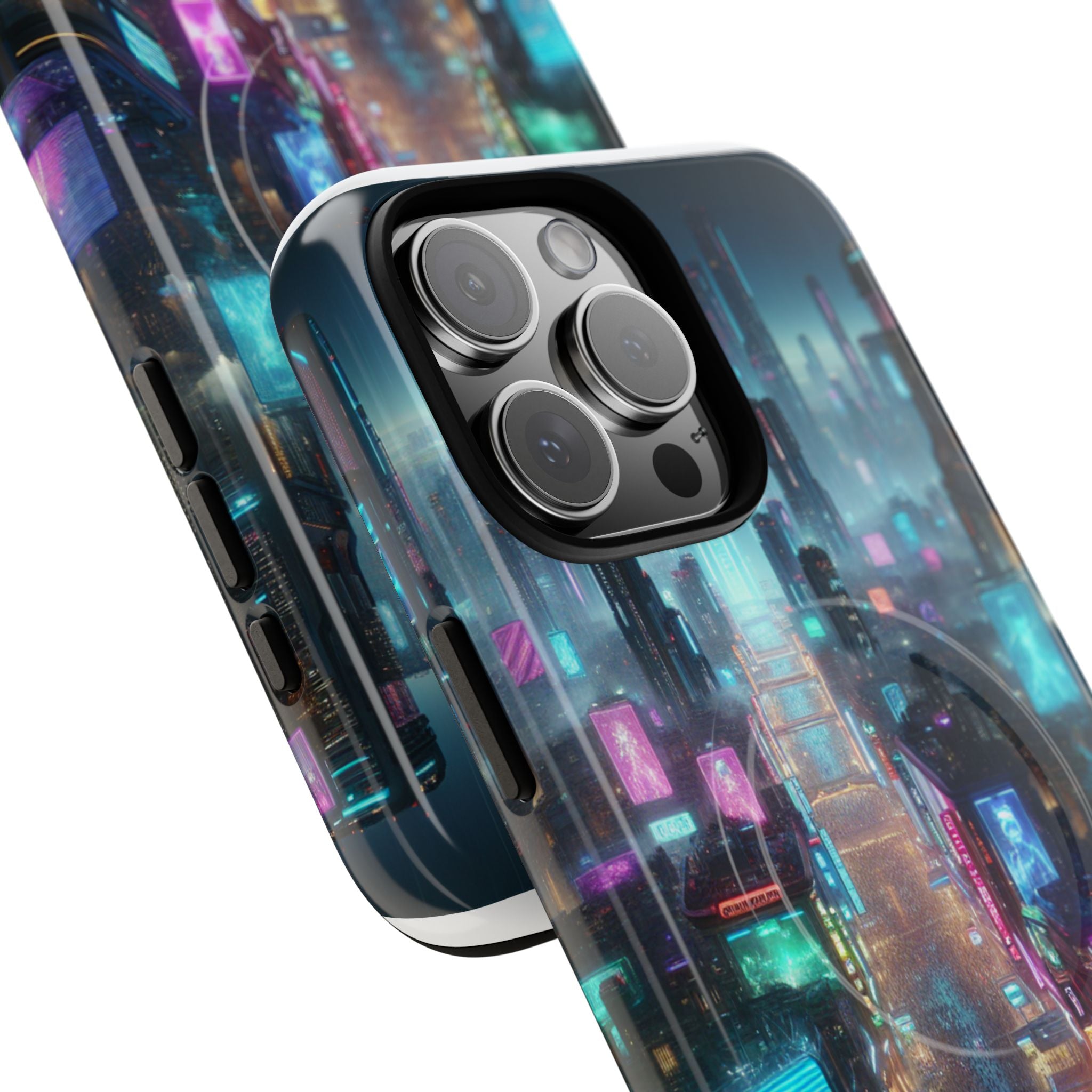 Futuristic Cityscape Phone Case, Tough Magnetic Cases, Urban Aesthetic, Tech Accessories, Gifts for Tech Lovers, Holiday Phone Cases