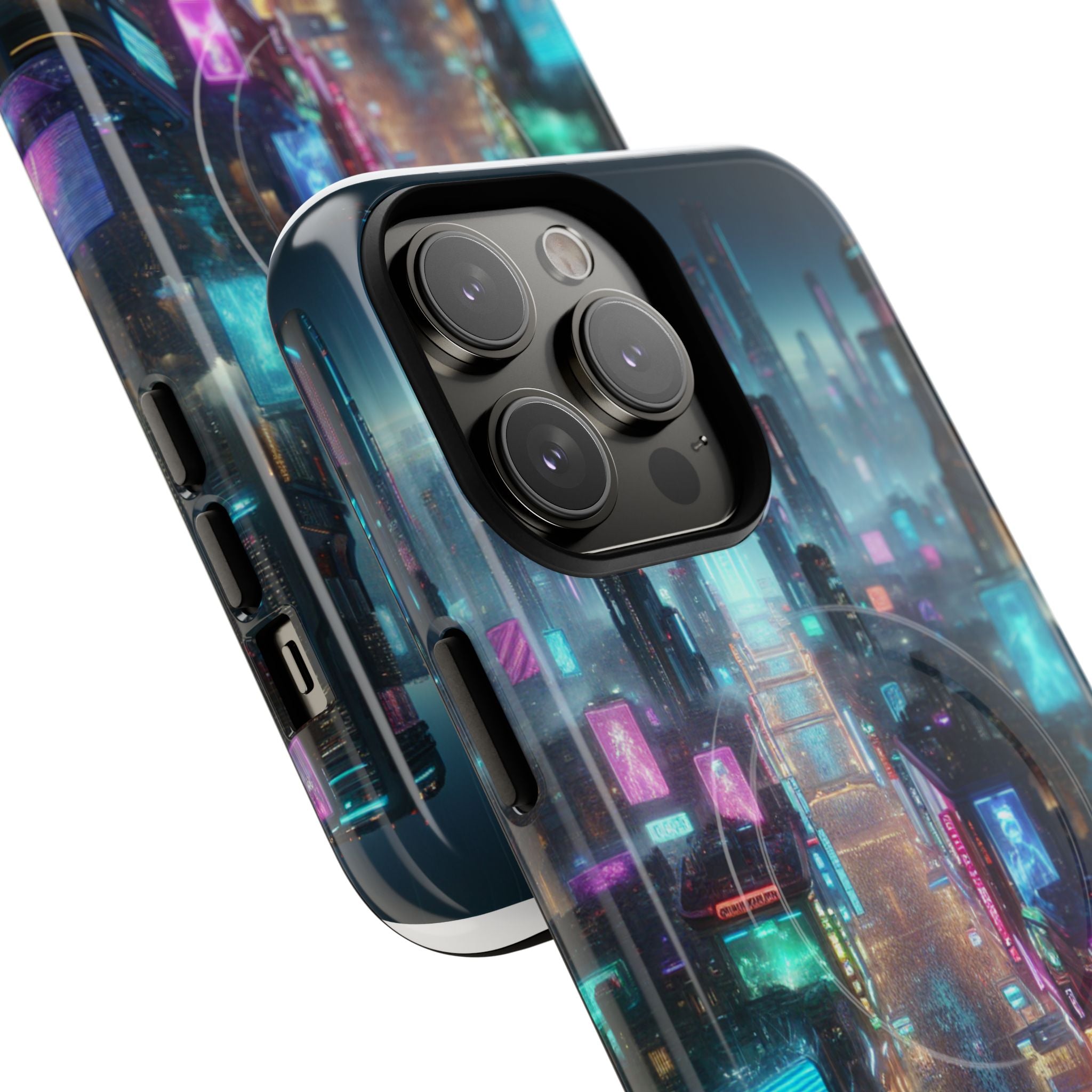 Futuristic Cityscape Phone Case, Tough Magnetic Cases, Urban Aesthetic, Tech Accessories, Gifts for Tech Lovers, Holiday Phone Cases