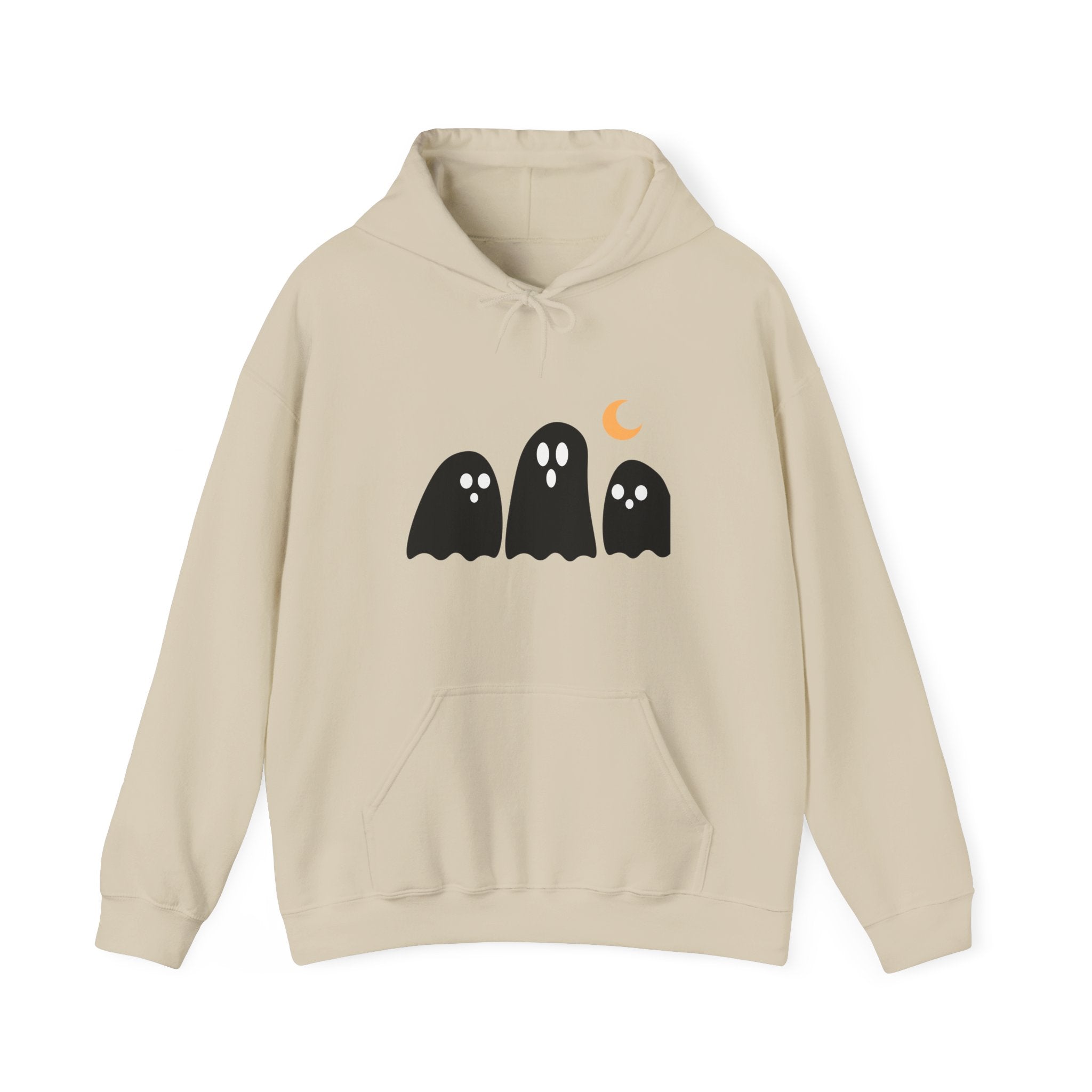 Cozy Ghost Hoodie for Halloween - Unisex Heavy Blend Sweatshirt, Cute Ghost Graphic, Perfect for Fall, Spooky Season Attire