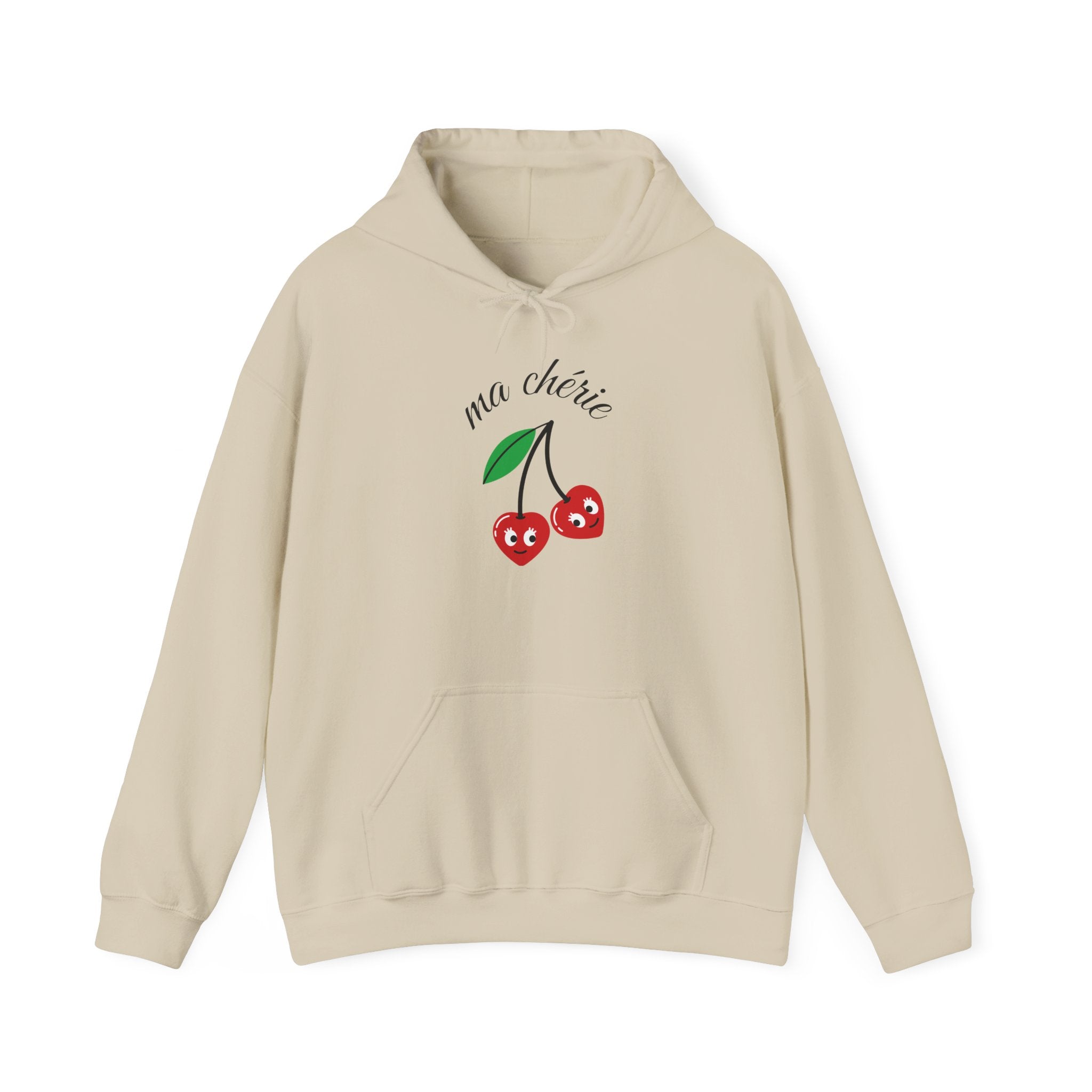 Cute Cherry Design Hoodie, Cozy Unisex Sweatshirt, Gift for Her, Valentine's Day Apparel, Casual Comfort Wear, Ma Chérie Sweatshirt