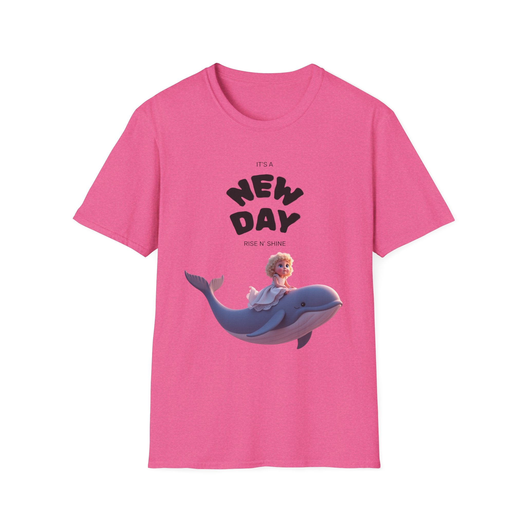 Whimsical Dolphin T-Shirt | Unisex Softstyle Tee | Fun Graphic Tee, New Day Shirt, Ocean Lover Gift, Casual Wear