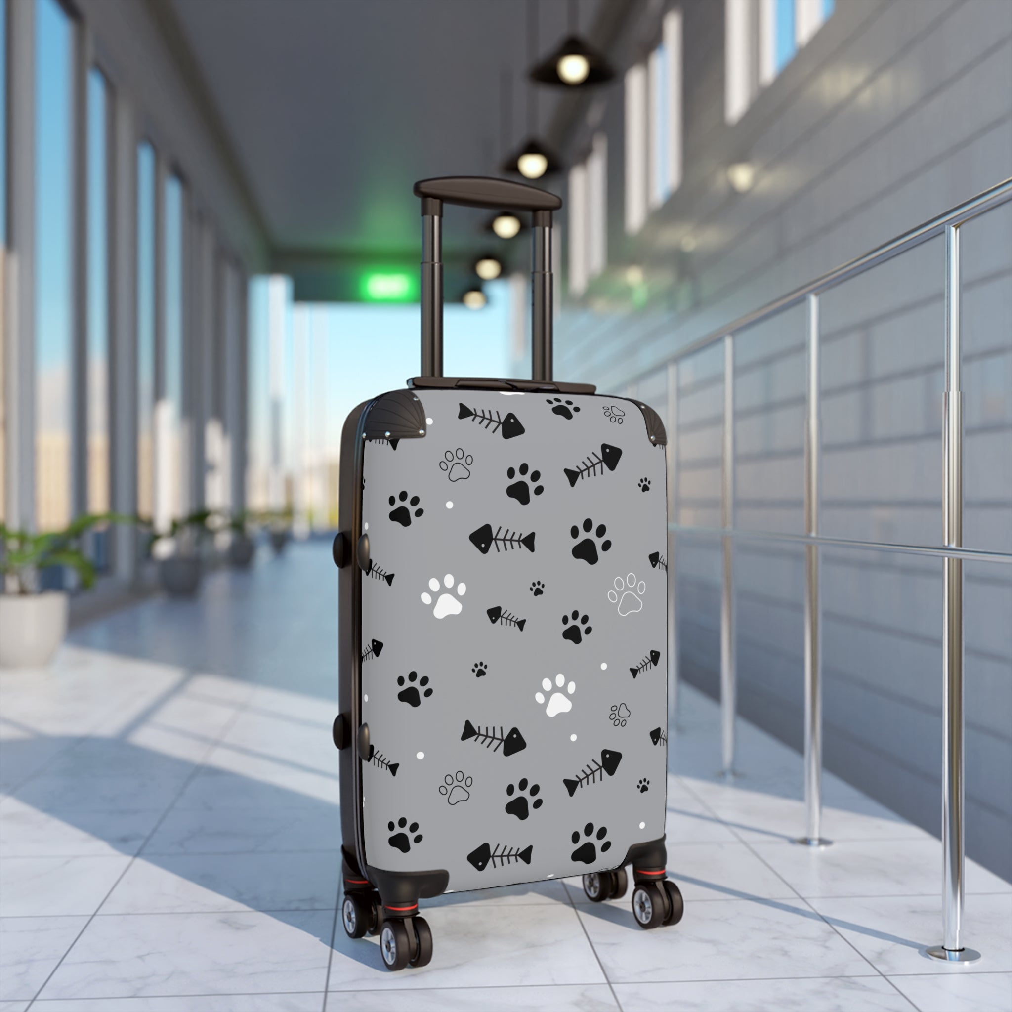 Pet Lover's Suitcase with Paw Print Design, Travel Bag, Luggage, Gift for Dog Owners, Animal Print Carry-On