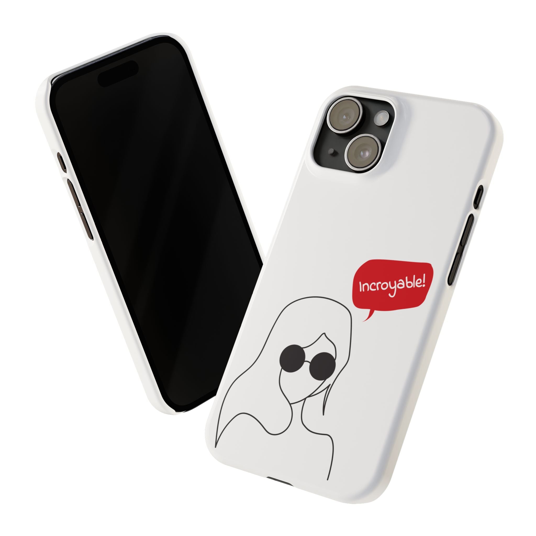 Chic Slim Phone Cases with 'Incroyable!' Design, Trendy Cell Phone Holder, Fashion Accessory, Gift for Friends, Modern Phone Protector