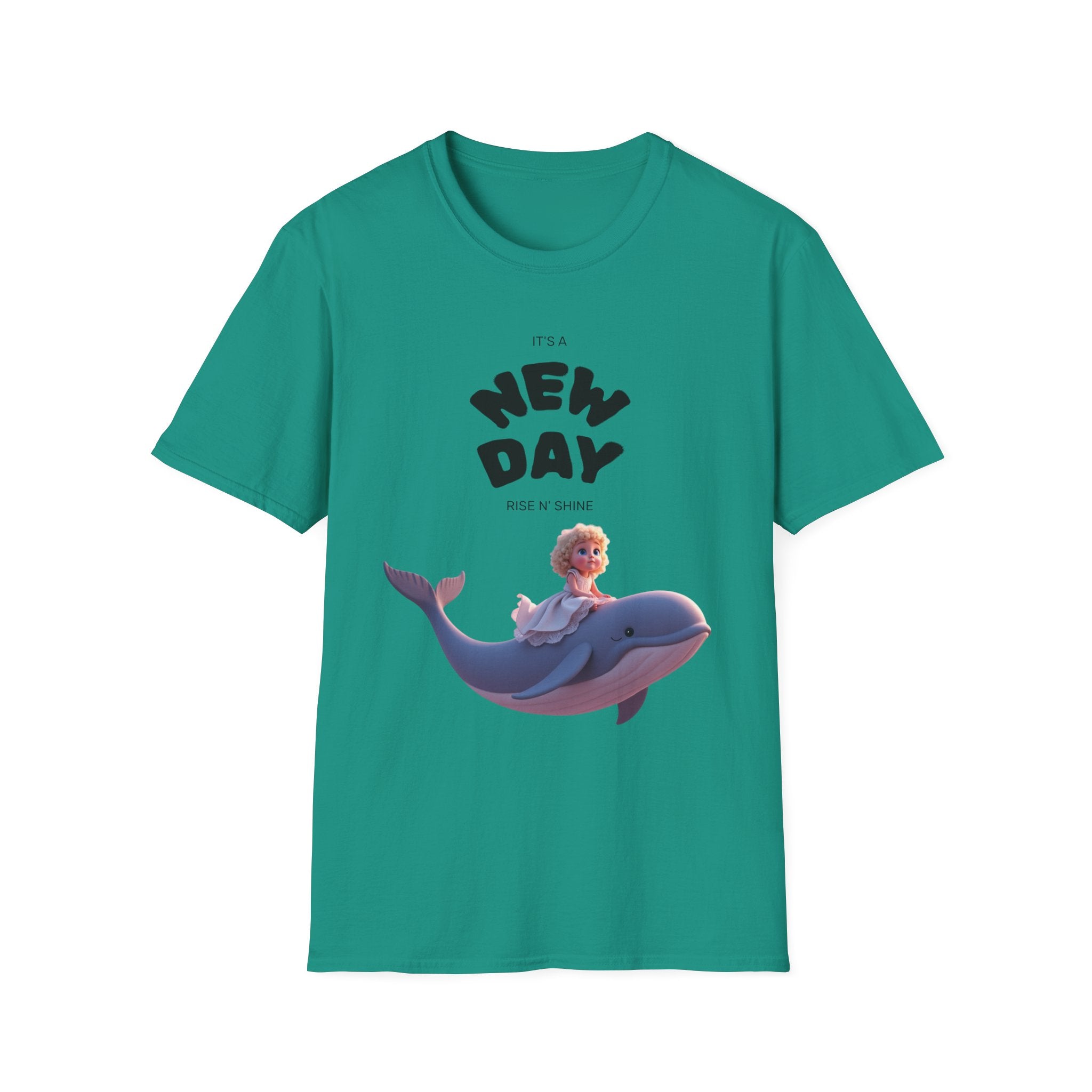Whimsical Dolphin T-Shirt | Unisex Softstyle Tee | Fun Graphic Tee, New Day Shirt, Ocean Lover Gift, Casual Wear