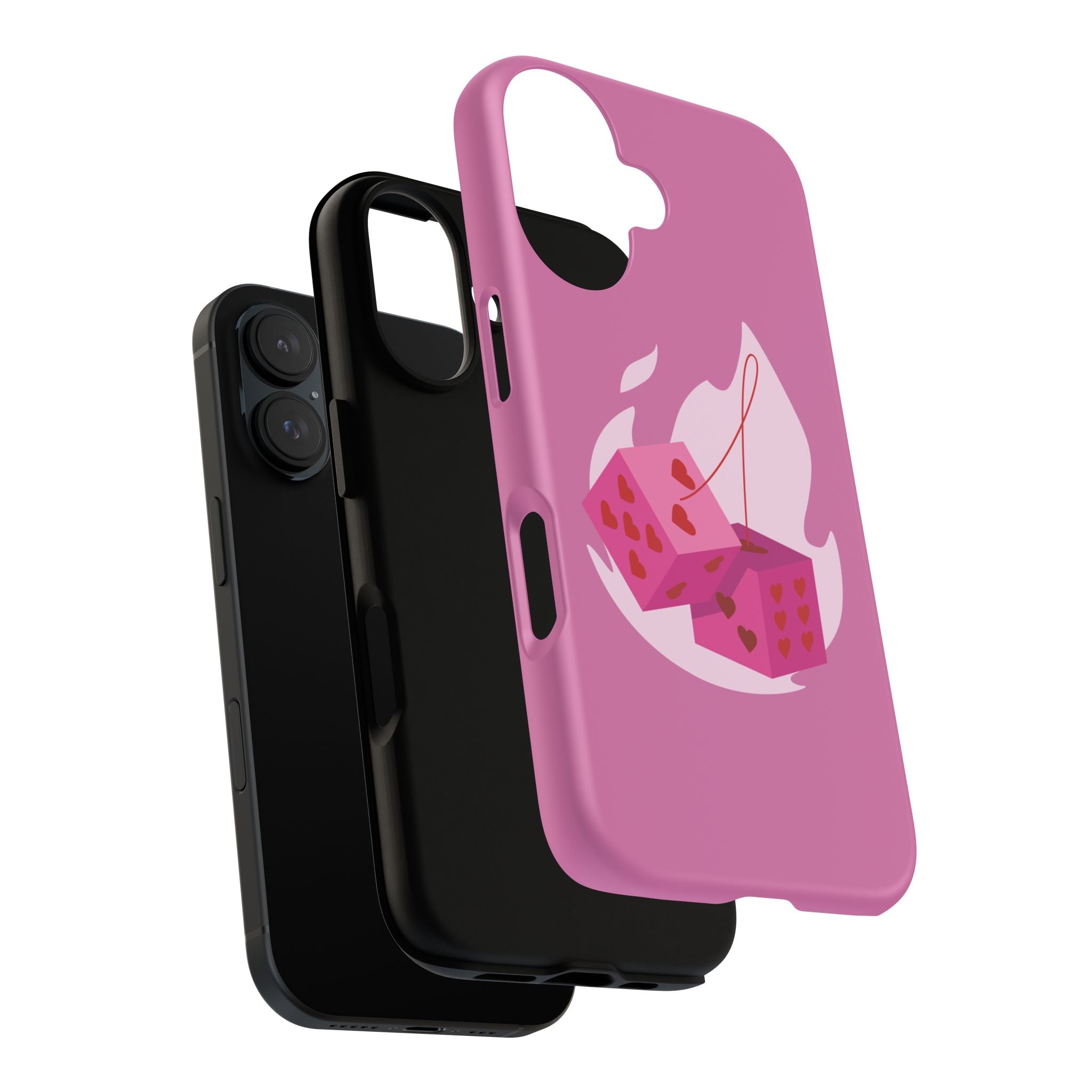 Phone Case, Tough Phone Cover, Heart Design, Cute Cell Accessories, Valentine's Day Gift, Trendy Pink Case