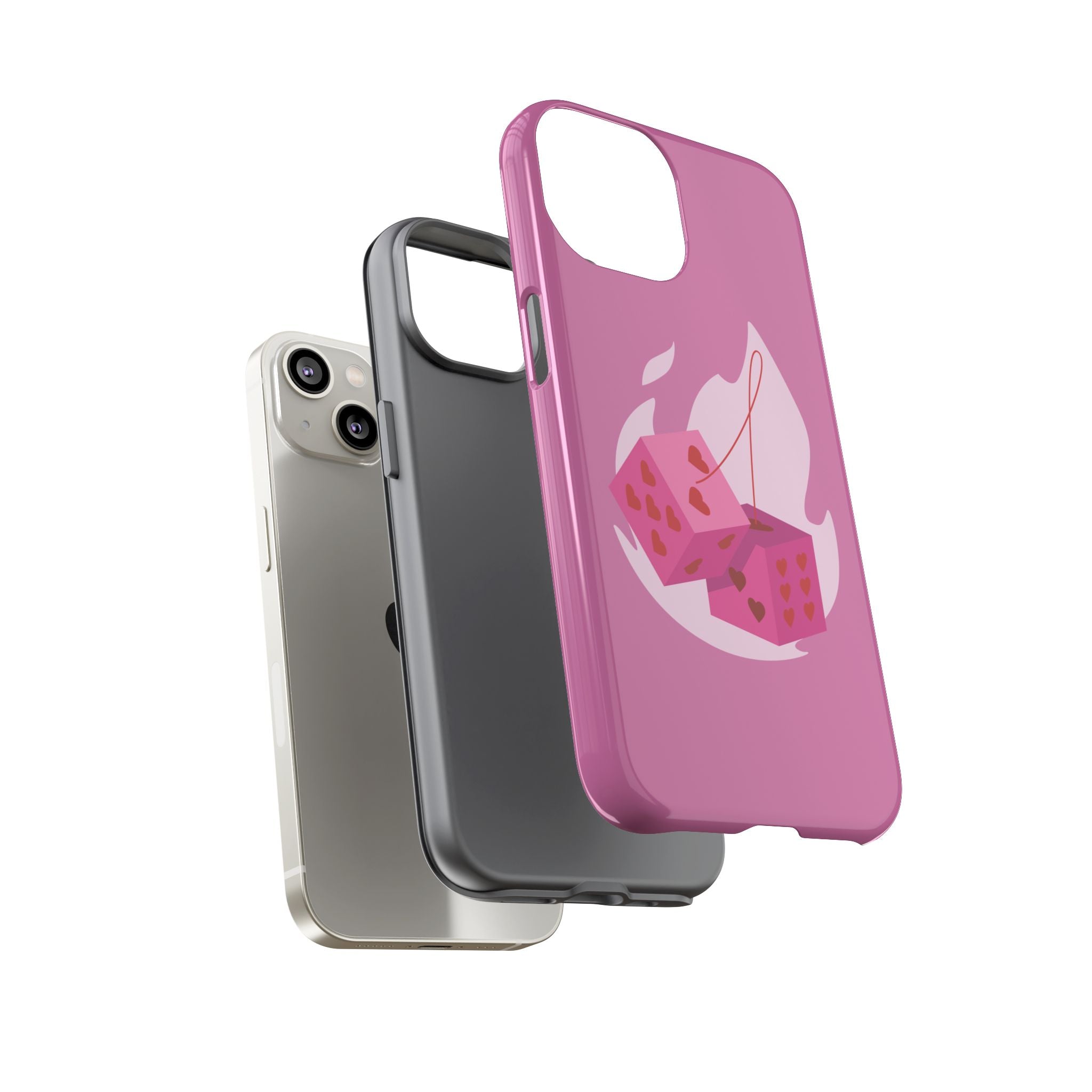 Phone Case, Tough Phone Cover, Heart Design, Cute Cell Accessories, Valentine's Day Gift, Trendy Pink Case