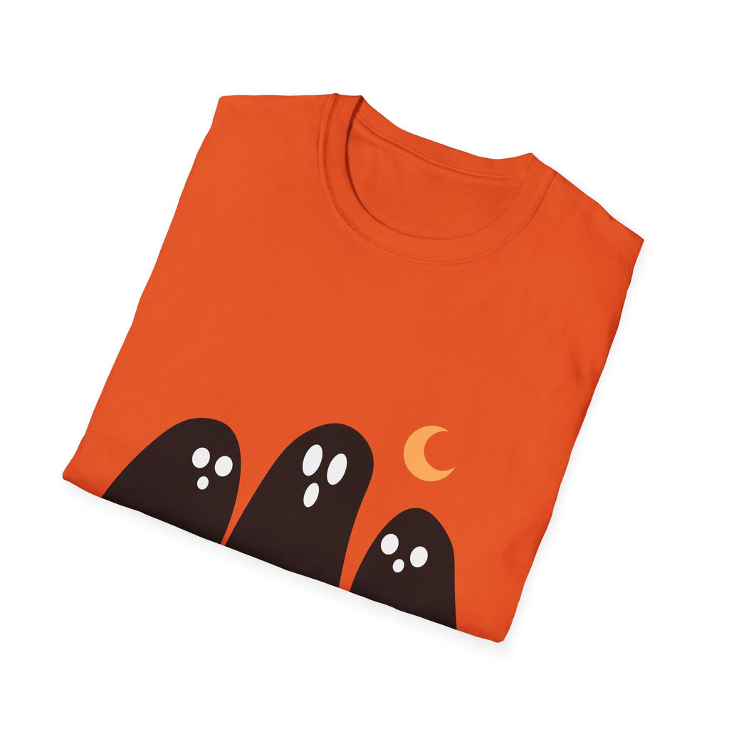 Ghostly Gathering Unisex T-Shirt | Halloween Apparel, Cute Ghost Design, Spooky Season Tee, Fall Fashion, Unique Gift
