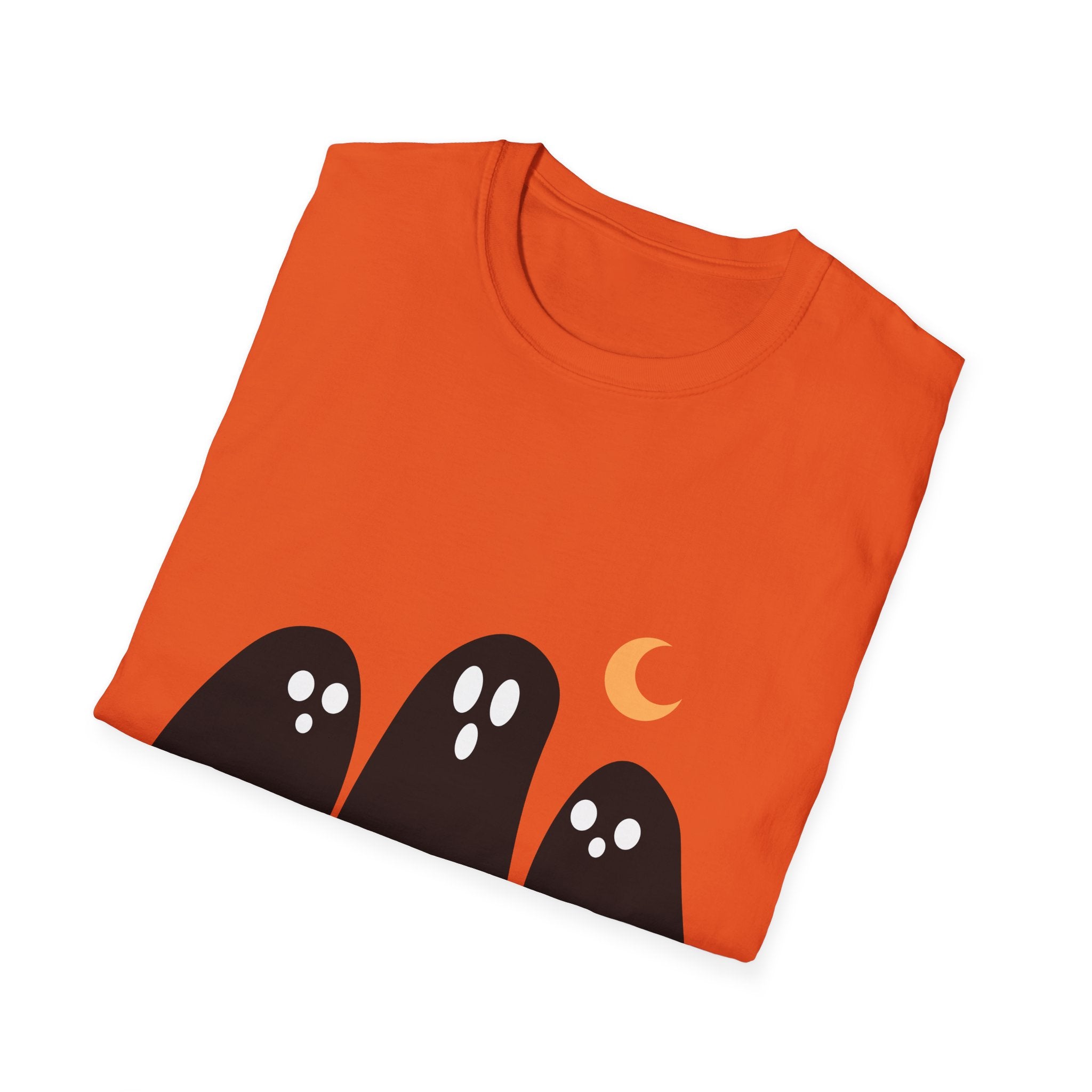Ghostly Gathering Unisex T-Shirt | Halloween Apparel, Cute Ghost Design, Spooky Season Tee, Fall Fashion, Unique Gift