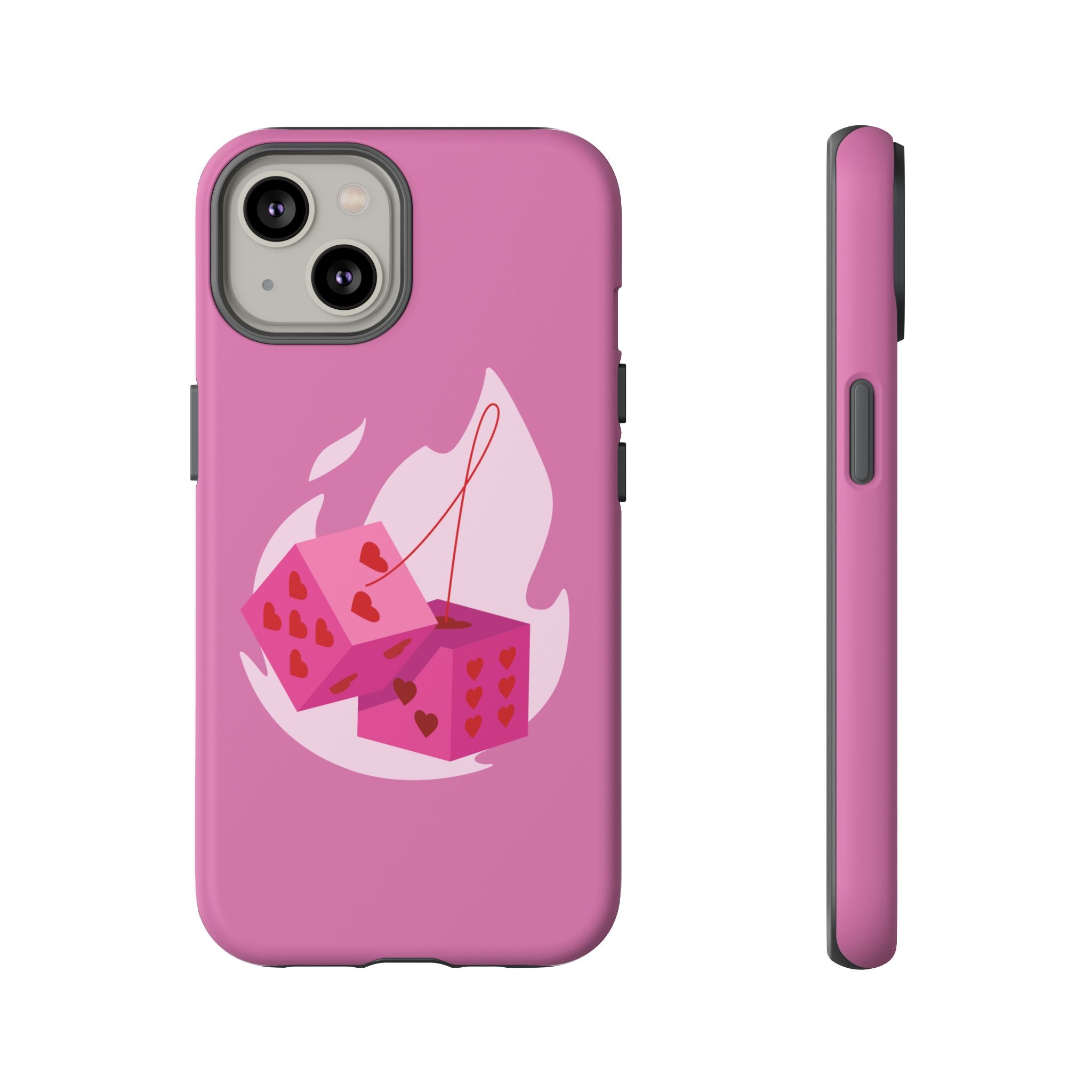 Phone Case, Tough Phone Cover, Heart Design, Cute Cell Accessories, Valentine's Day Gift, Trendy Pink Case