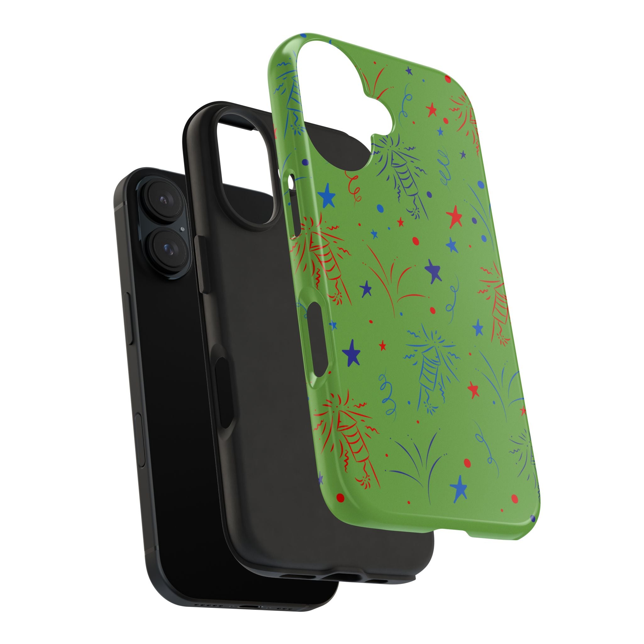 Celebratory Tough Phone Cases, Festive Phone Cover, Fireworks Phone Protector, Green Party Case, Holiday Mobile Case