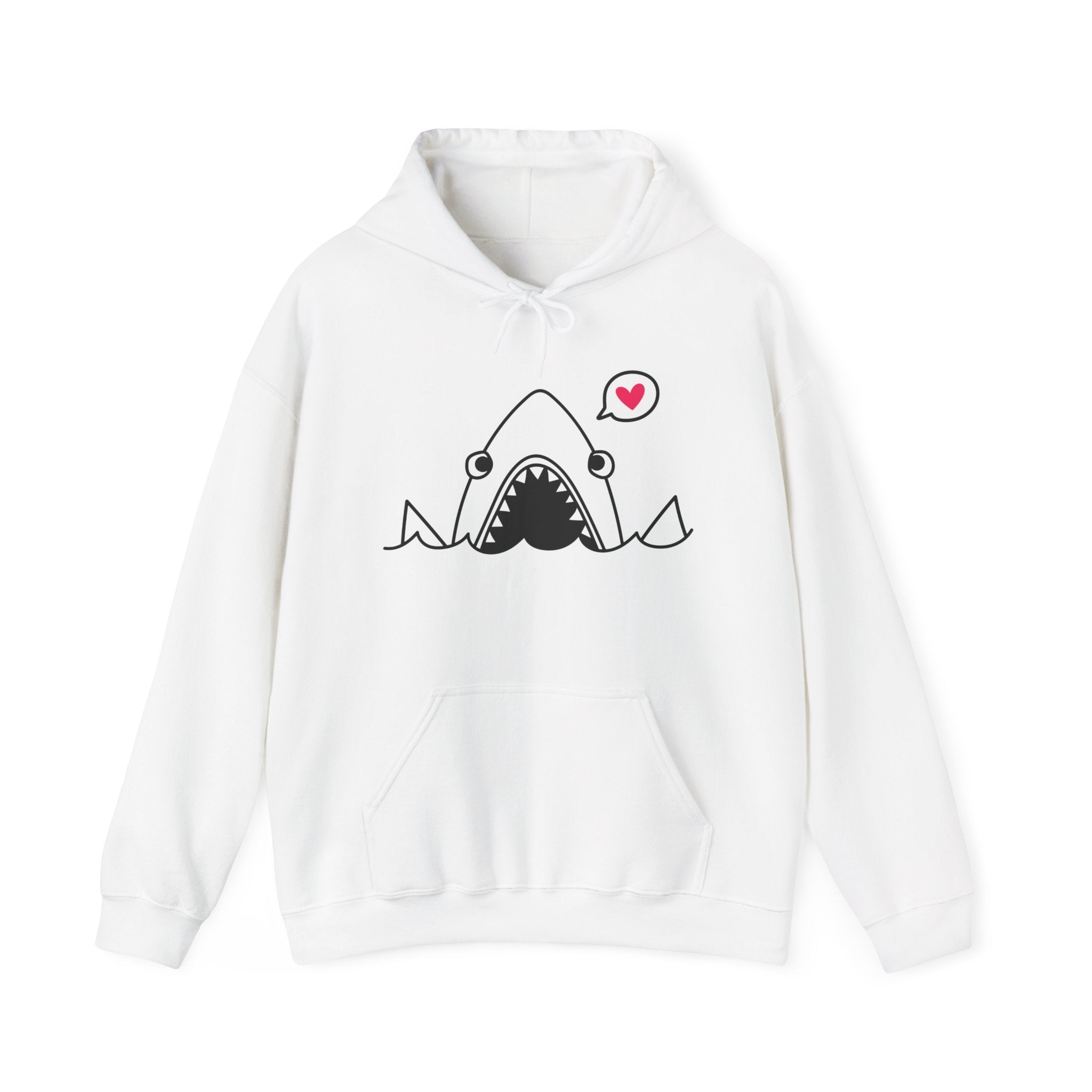 Shark Love Hoodie - Cute Unisex Sweatshirt, Gifts for Ocean Lovers, Funny Shark Apparel, Beach Day Outfit, Valentine's Day Gift