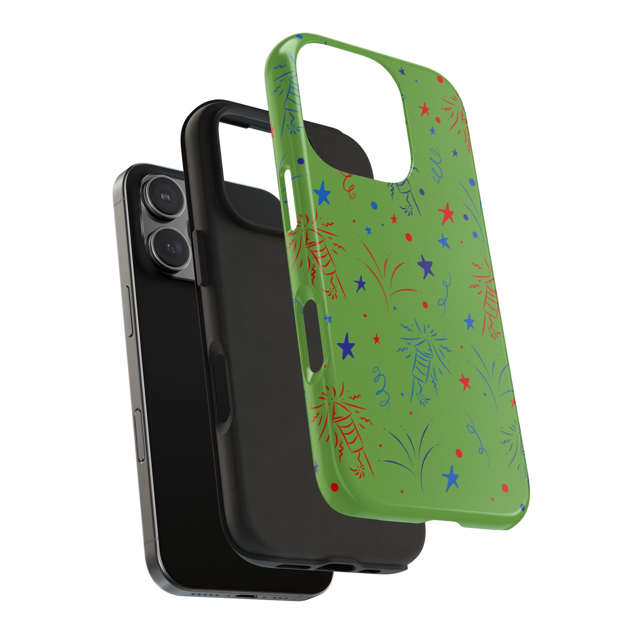 Celebratory Tough Phone Cases, Festive Phone Cover, Fireworks Phone Protector, Green Party Case, Holiday Mobile Case