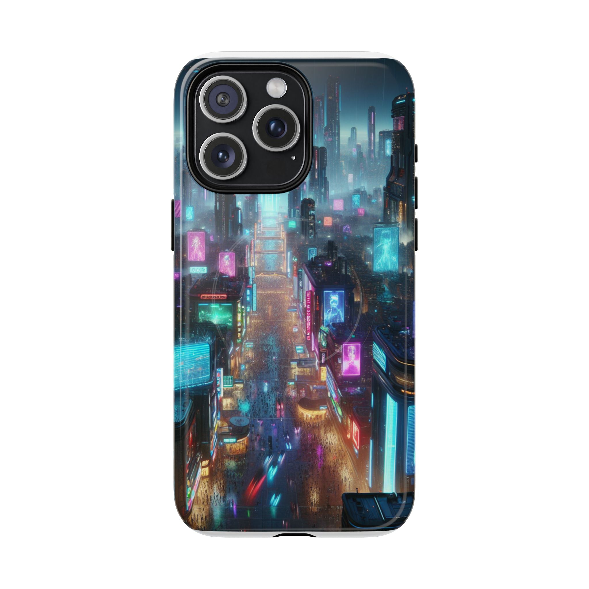 Futuristic Cityscape Phone Case, Tough Magnetic Cases, Urban Aesthetic, Tech Accessories, Gifts for Tech Lovers, Holiday Phone Cases