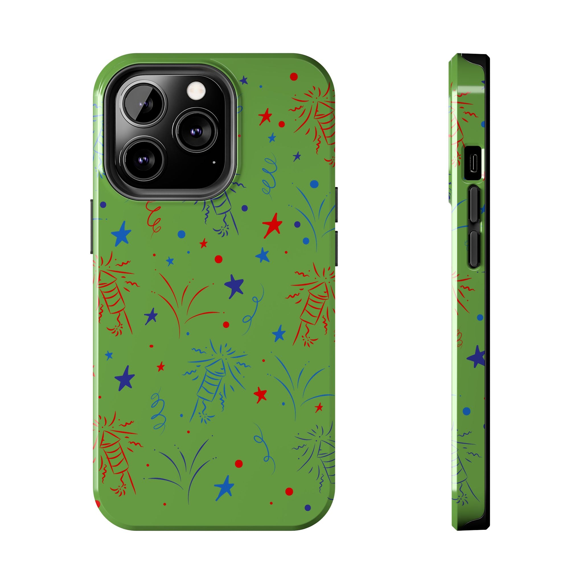 Celebratory Tough Phone Cases, Festive Phone Cover, Fireworks Phone Protector, Green Party Case, Holiday Mobile Case