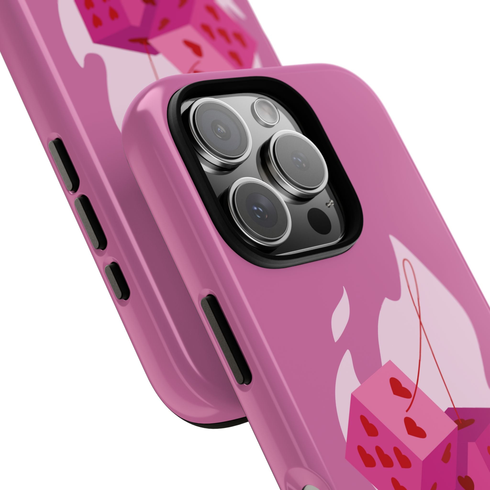 Phone Case, Tough Phone Cover, Heart Design, Cute Cell Accessories, Valentine's Day Gift, Trendy Pink Case