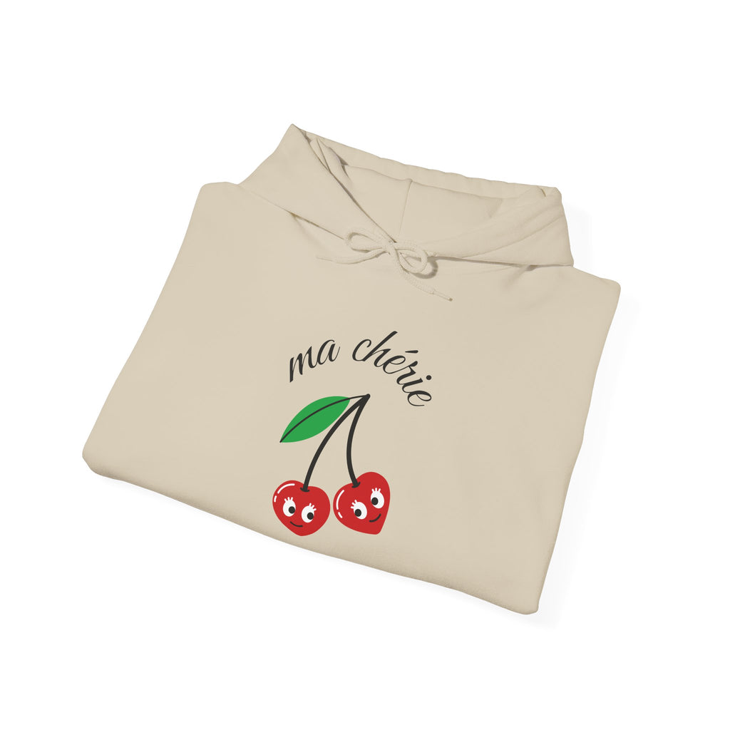 Cute Cherry Design Hoodie, Cozy Unisex Sweatshirt, Gift for Her, Valentine's Day Apparel, Casual Comfort Wear, Ma Chérie Sweatshirt