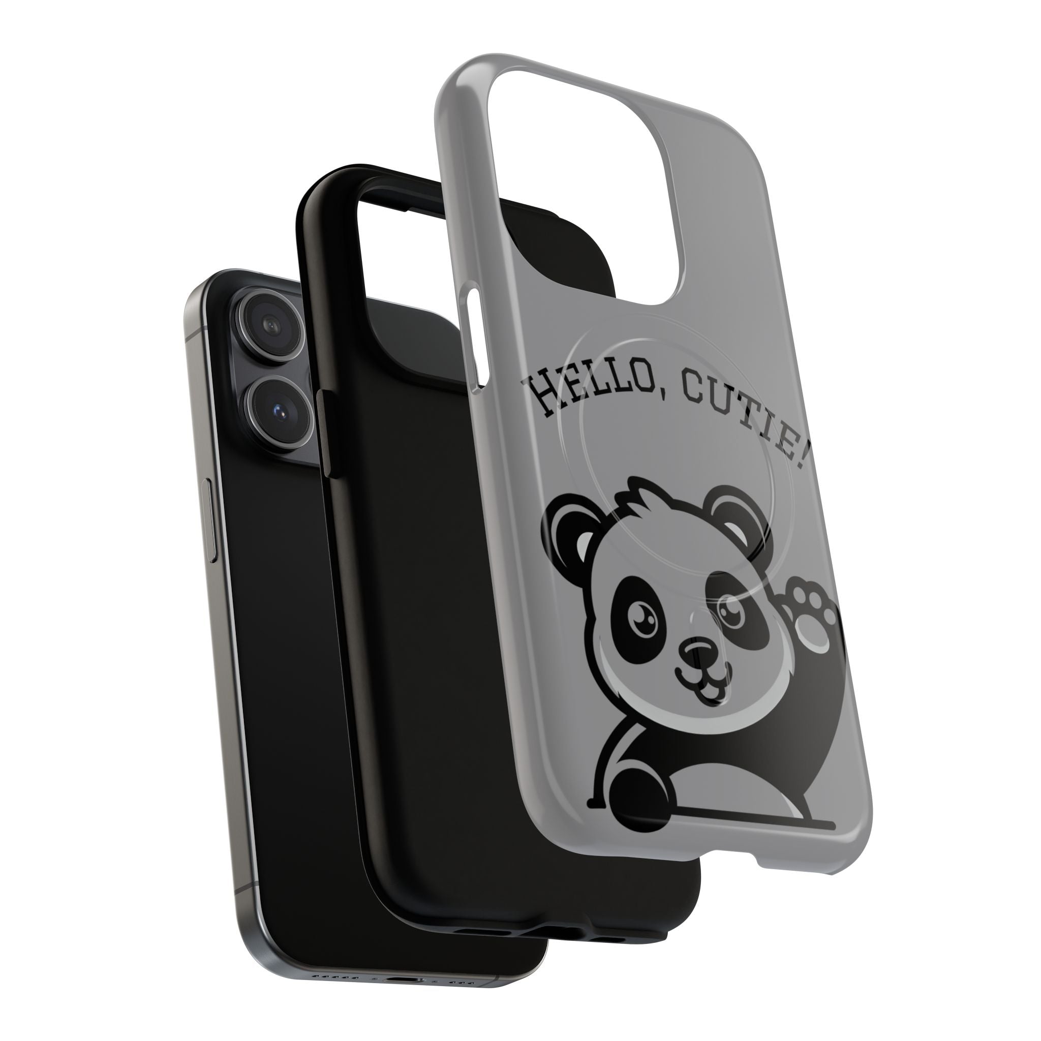 Cute Panda Phone Case, Tough Magnetic Cases for iPhone, Hello Cutie Design, Fun Gift for Kids, Unique Tech Accessories
