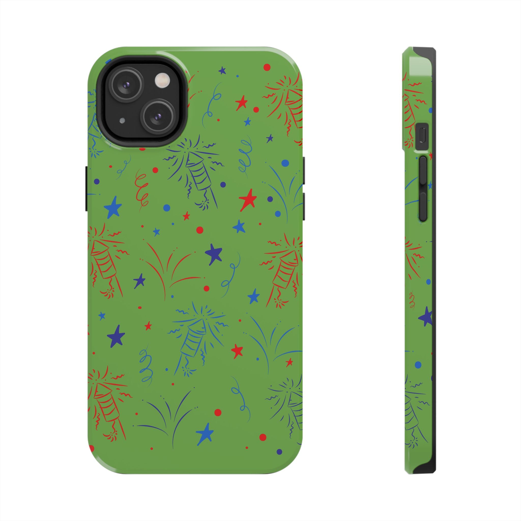 Celebratory Tough Phone Cases, Festive Phone Cover, Fireworks Phone Protector, Green Party Case, Holiday Mobile Case