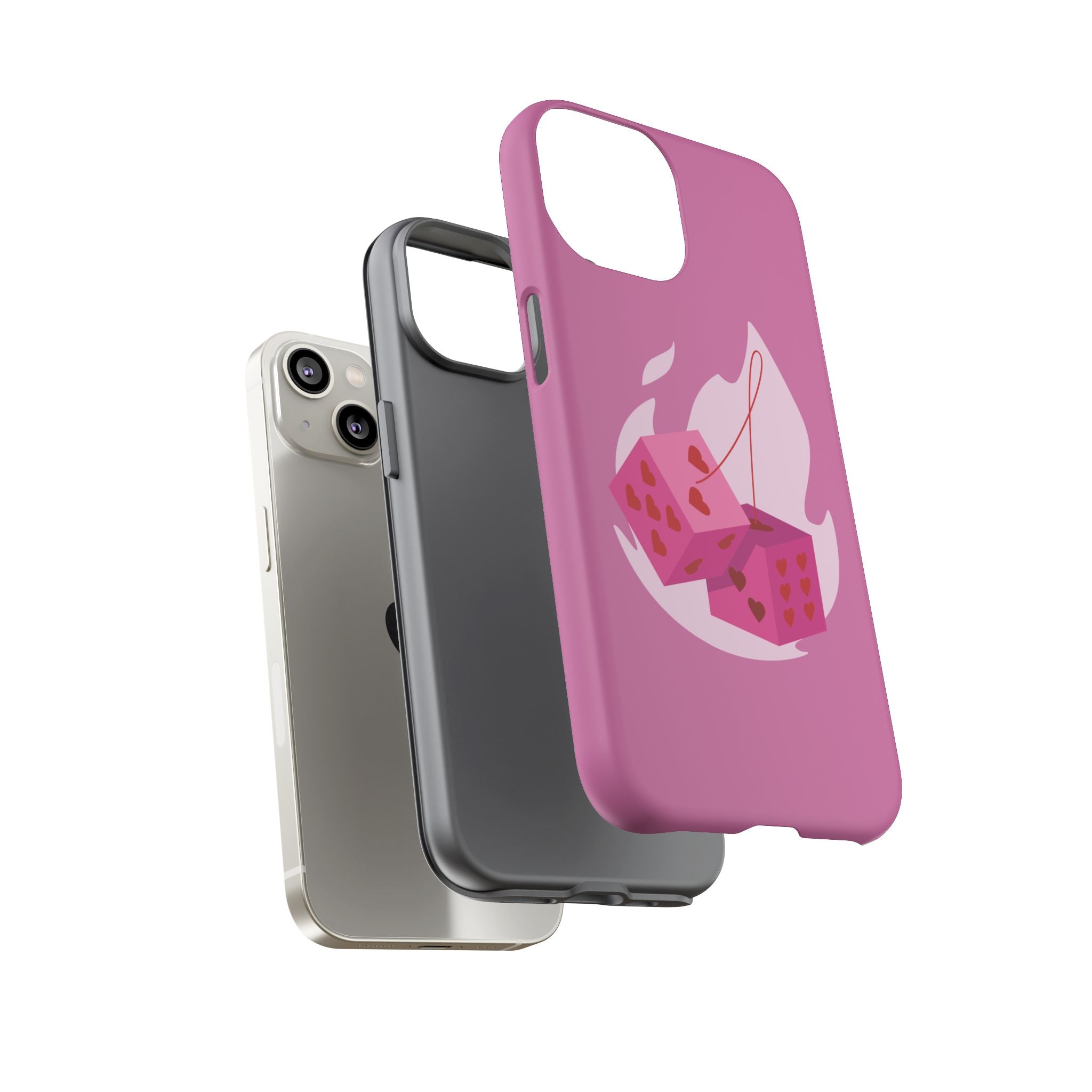 Phone Case, Tough Phone Cover, Heart Design, Cute Cell Accessories, Valentine's Day Gift, Trendy Pink Case