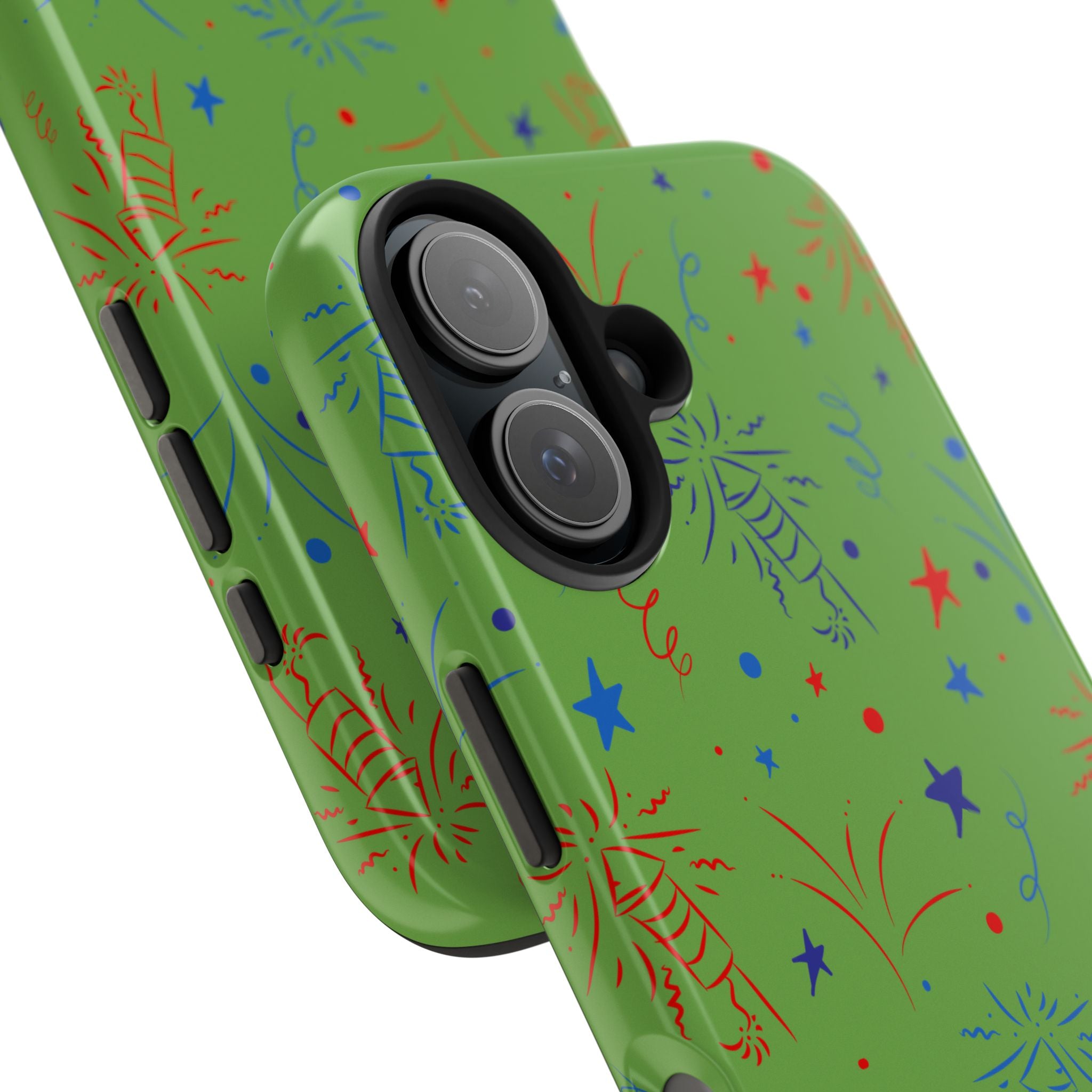 Celebratory Tough Phone Cases, Festive Phone Cover, Fireworks Phone Protector, Green Party Case, Holiday Mobile Case