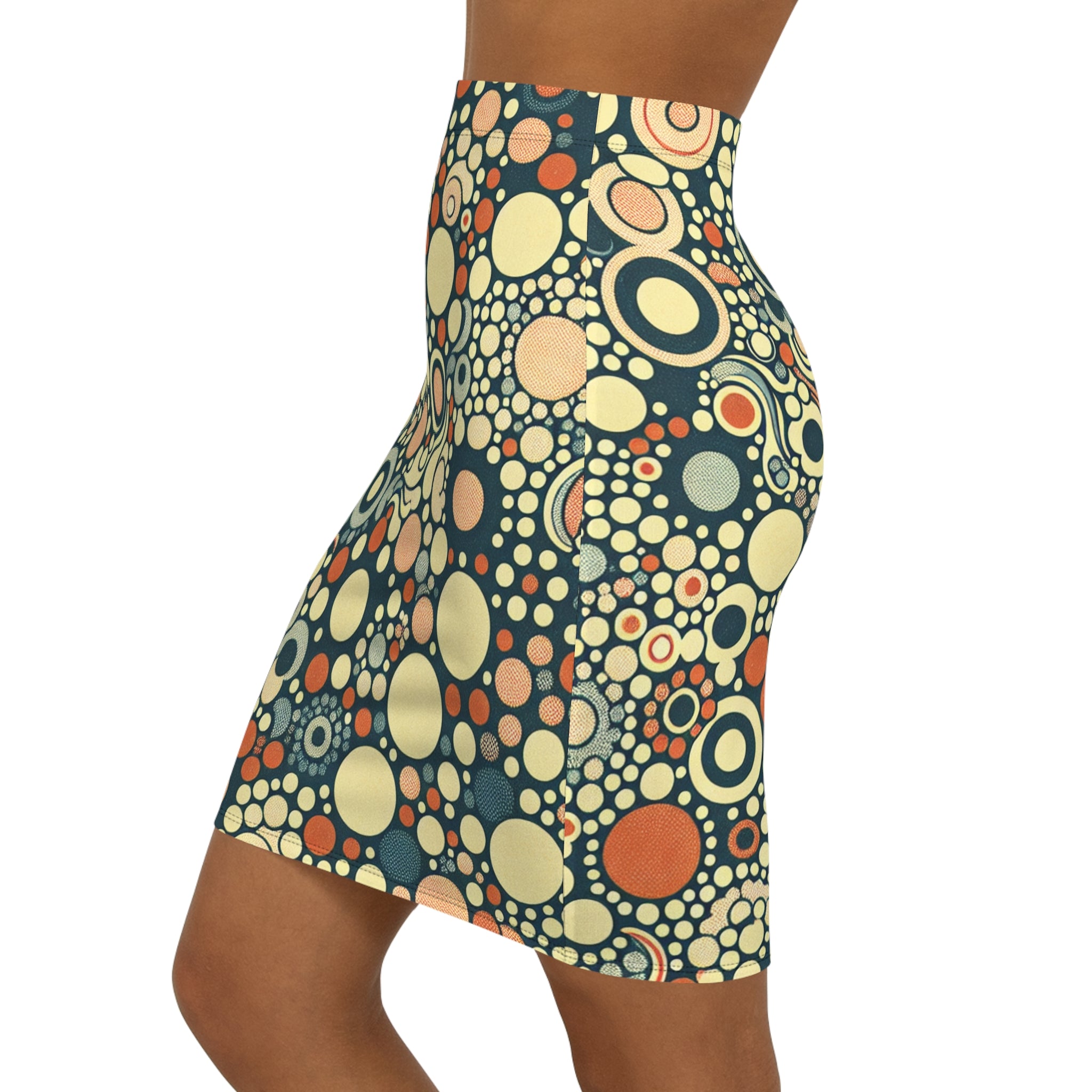 Chic Retro Pencil Skirt with Colorful Bubble Print, Women's Fashion Skirt for Casual Outings, Parties, Events, Trendy Style