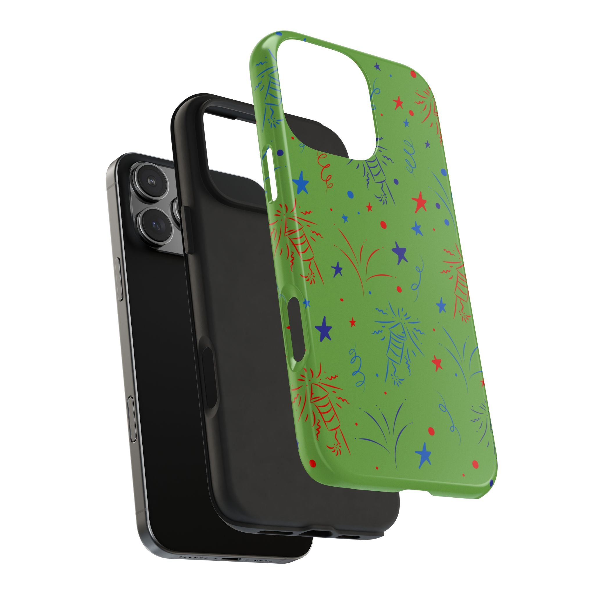 Celebratory Tough Phone Cases, Festive Phone Cover, Fireworks Phone Protector, Green Party Case, Holiday Mobile Case