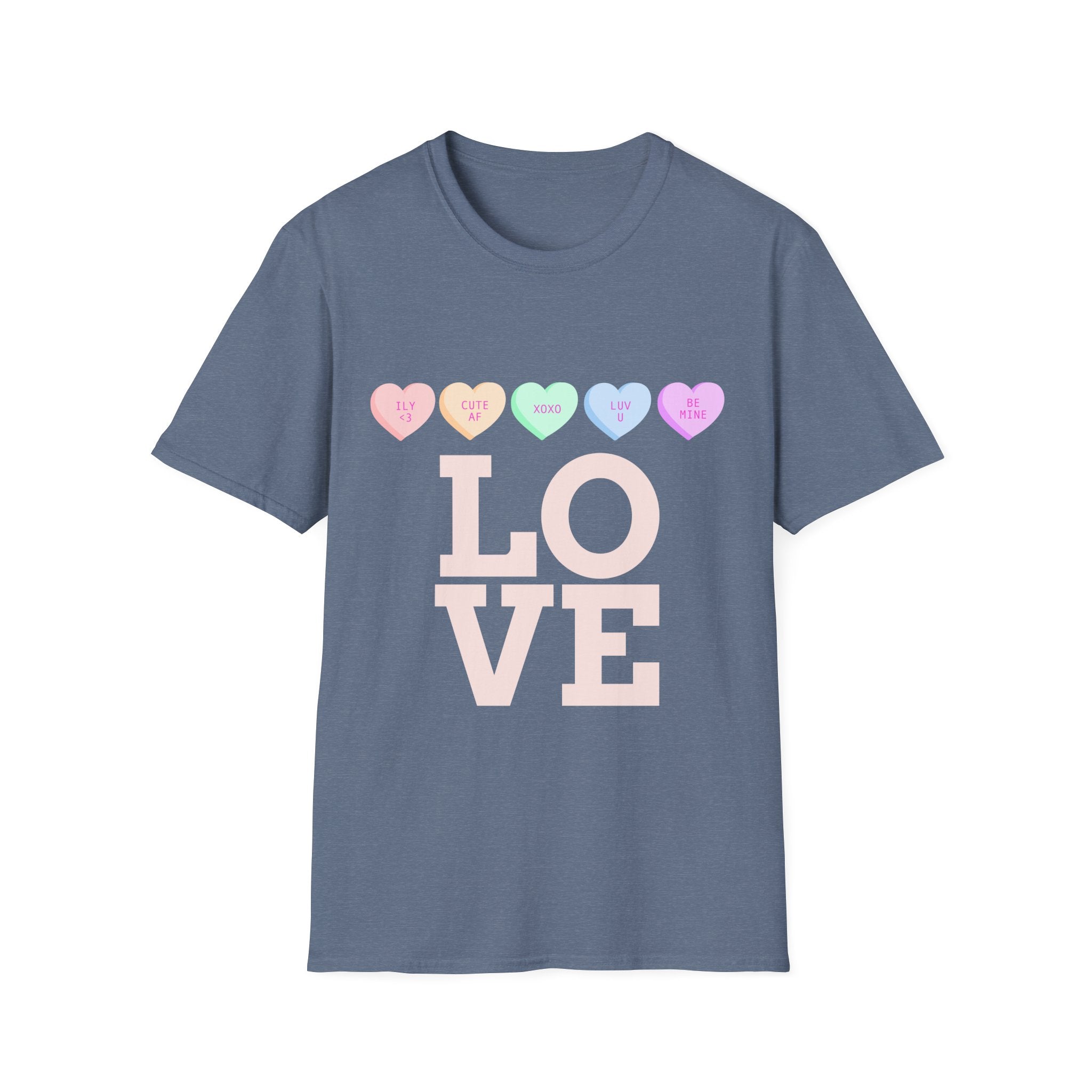 Colorful Love Hearts Unisex Softstyle T-Shirt, Valentine's Day Gift, Couple's Tees, Casual Wear, Cute Heart Shirt