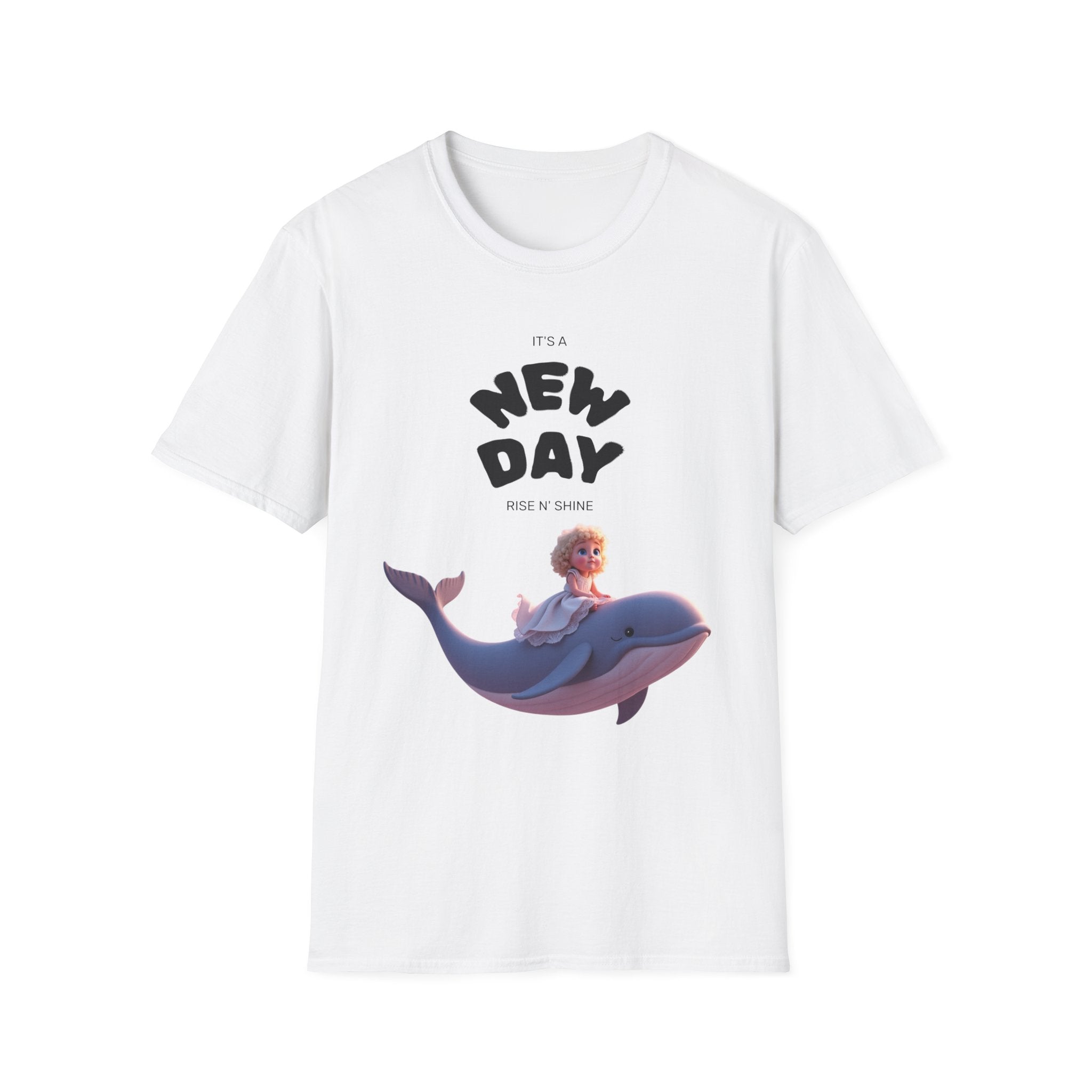 Whimsical Dolphin T-Shirt | Unisex Softstyle Tee | Fun Graphic Tee, New Day Shirt, Ocean Lover Gift, Casual Wear