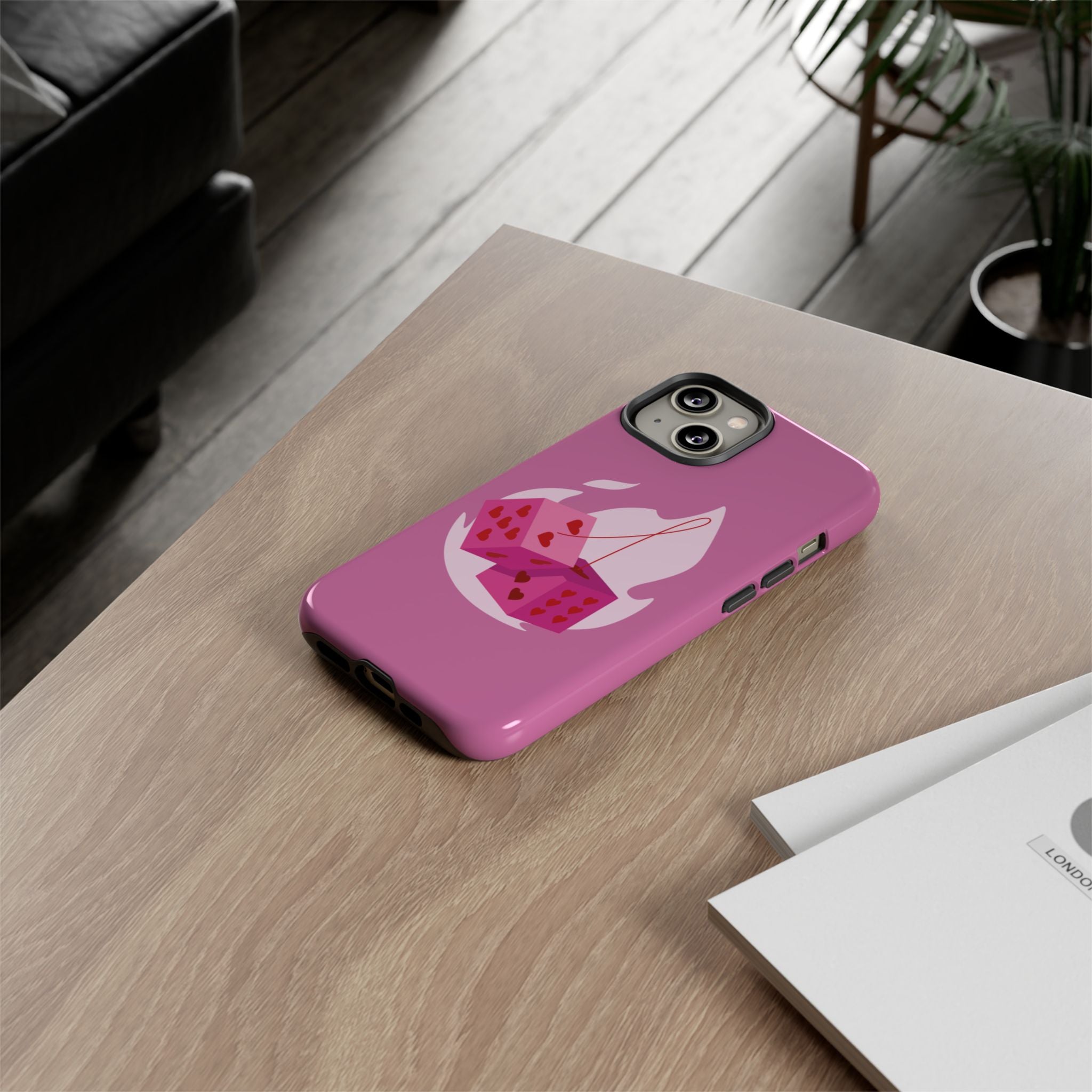 Phone Case, Tough Phone Cover, Heart Design, Cute Cell Accessories, Valentine's Day Gift, Trendy Pink Case