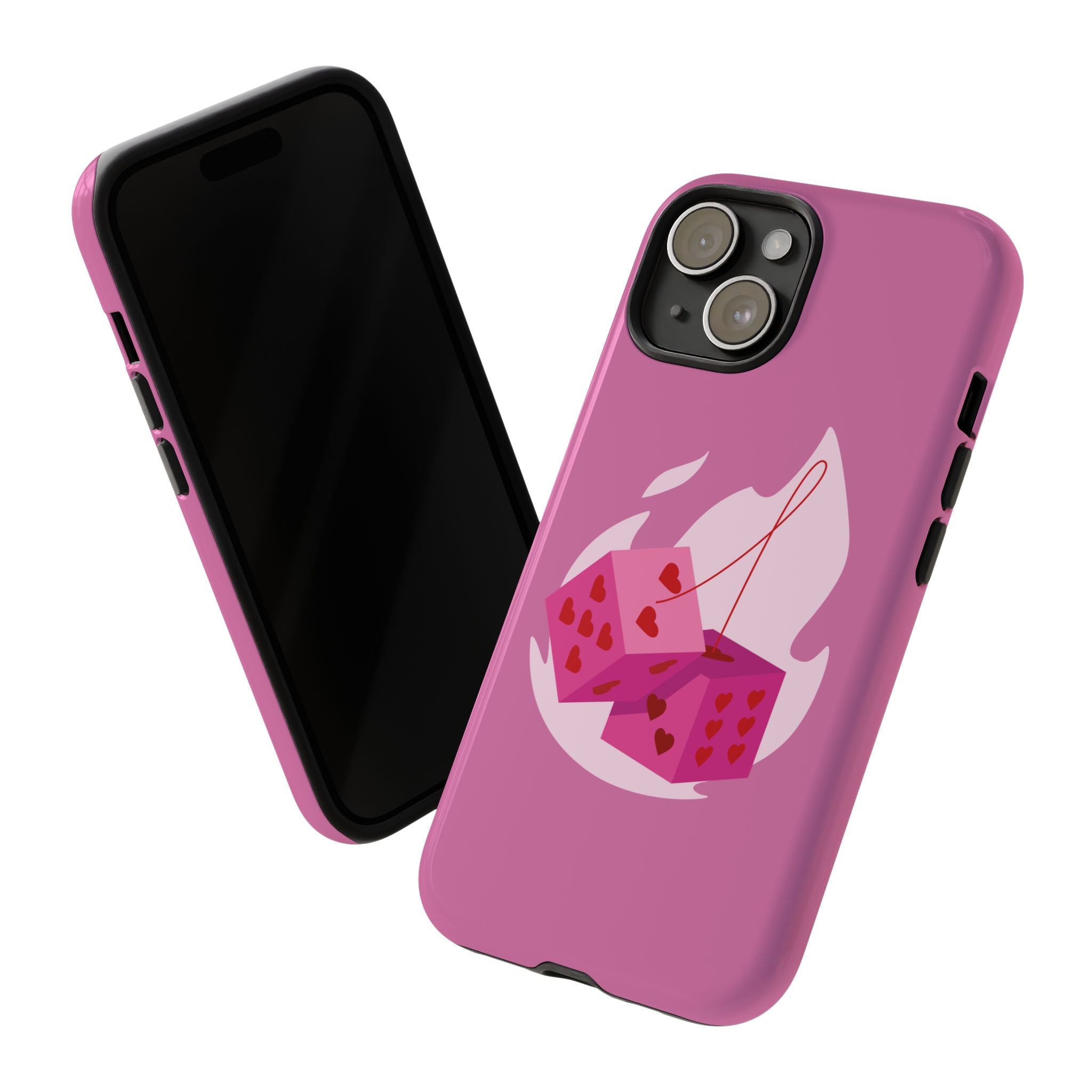 Phone Case, Tough Phone Cover, Heart Design, Cute Cell Accessories, Valentine's Day Gift, Trendy Pink Case