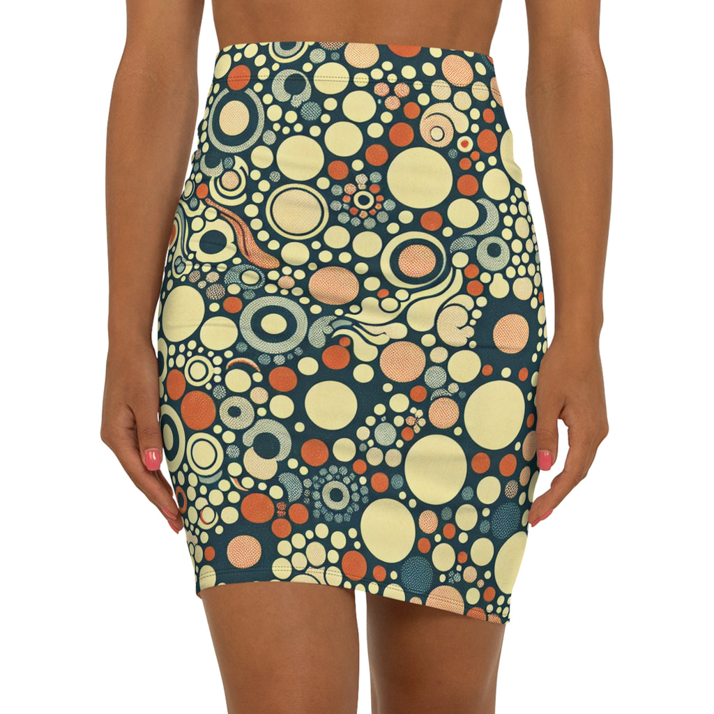 Chic Retro Pencil Skirt with Colorful Bubble Print, Women's Fashion Skirt for Casual Outings, Parties, Events, Trendy Style