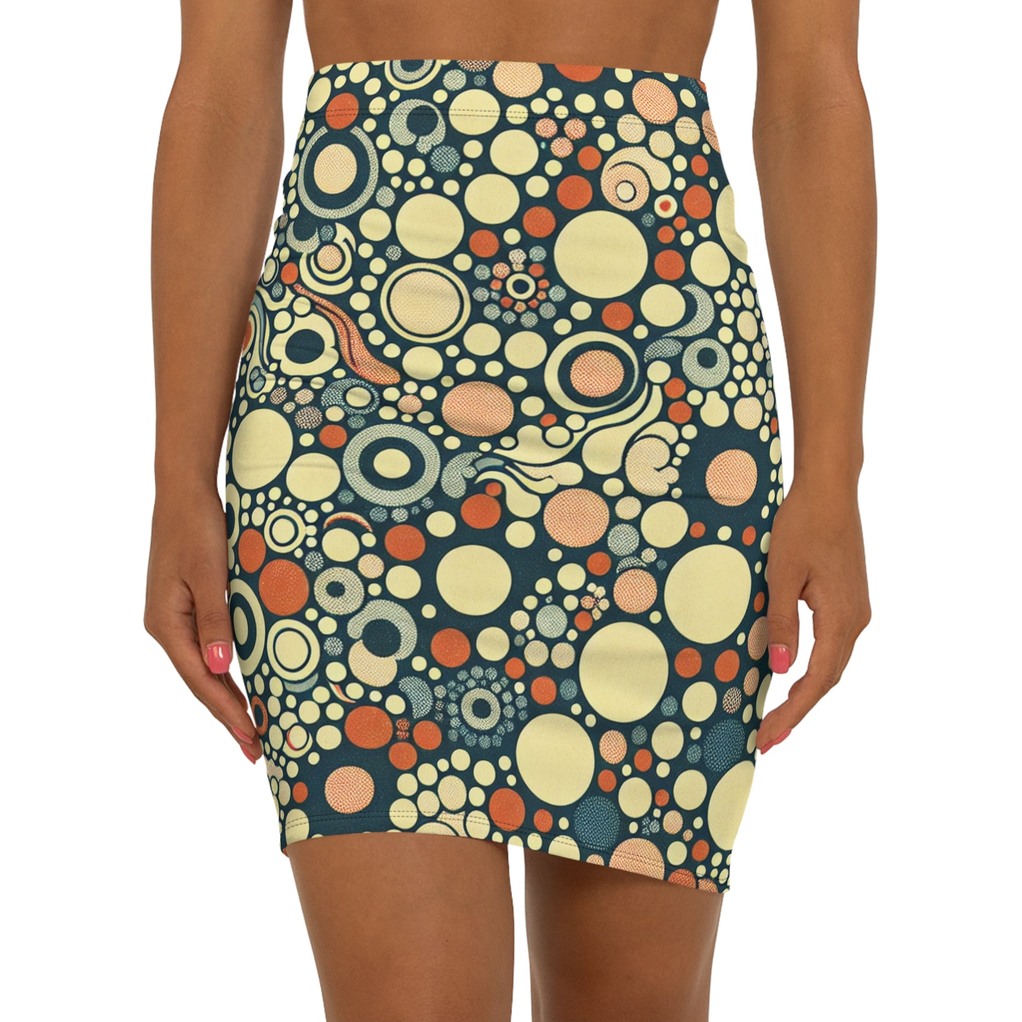 Chic Retro Pencil Skirt with Colorful Bubble Print, Women's Fashion Skirt for Casual Outings, Parties, Events, Trendy Style