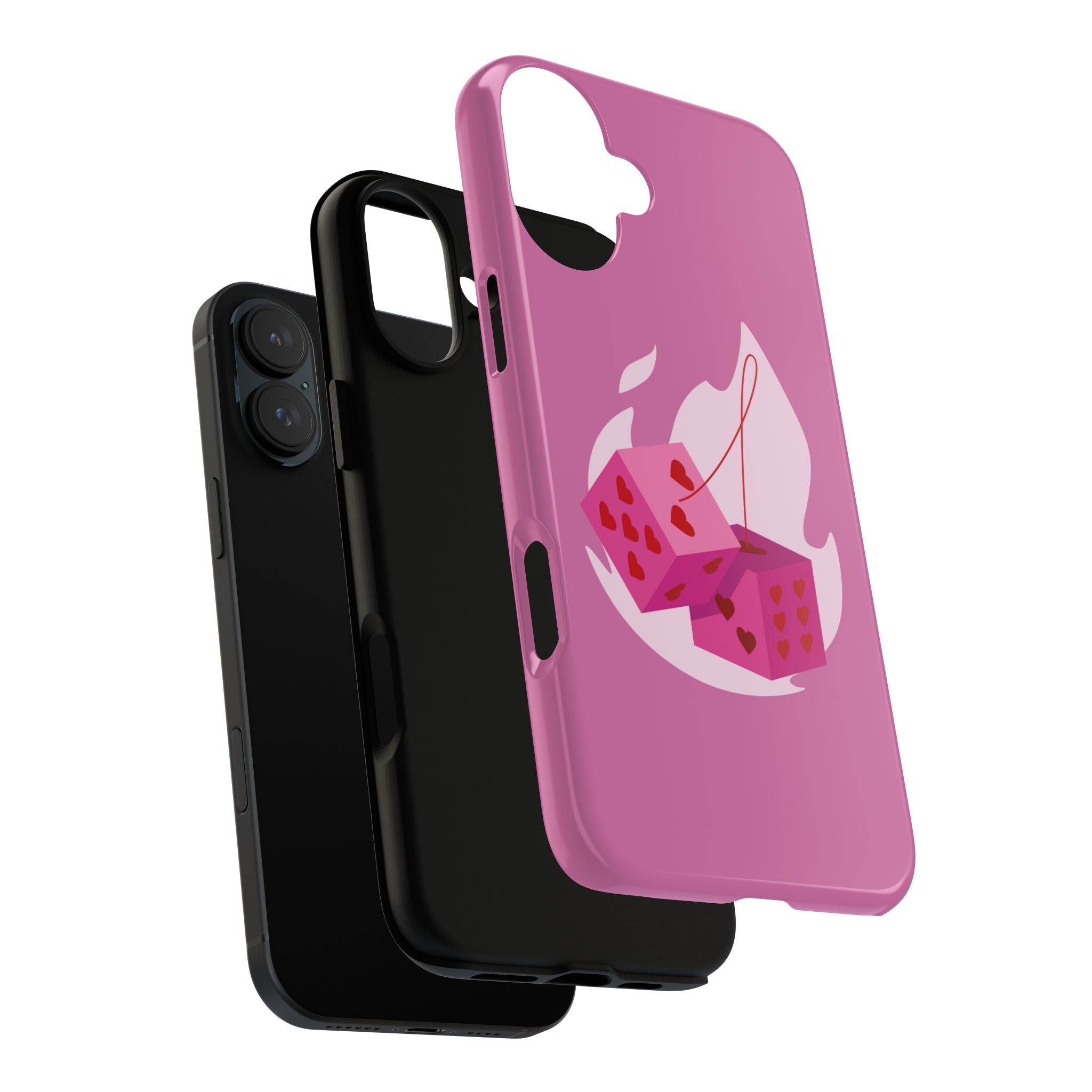 Phone Case, Tough Phone Cover, Heart Design, Cute Cell Accessories, Valentine's Day Gift, Trendy Pink Case