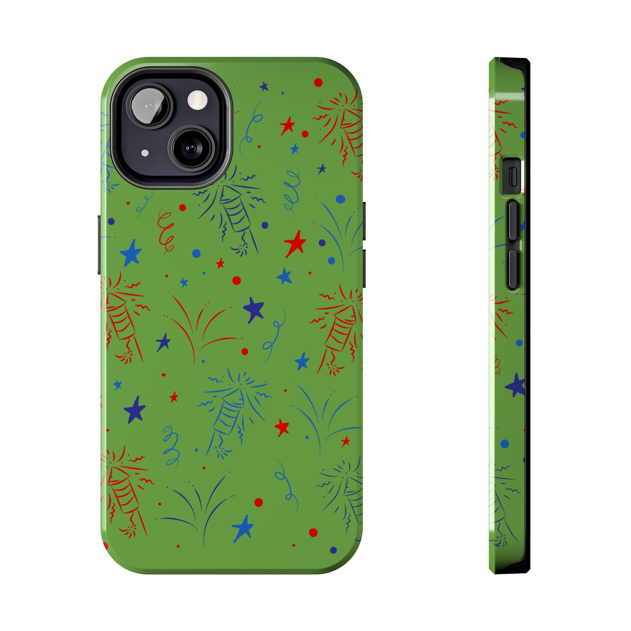Celebratory Tough Phone Cases, Festive Phone Cover, Fireworks Phone Protector, Green Party Case, Holiday Mobile Case